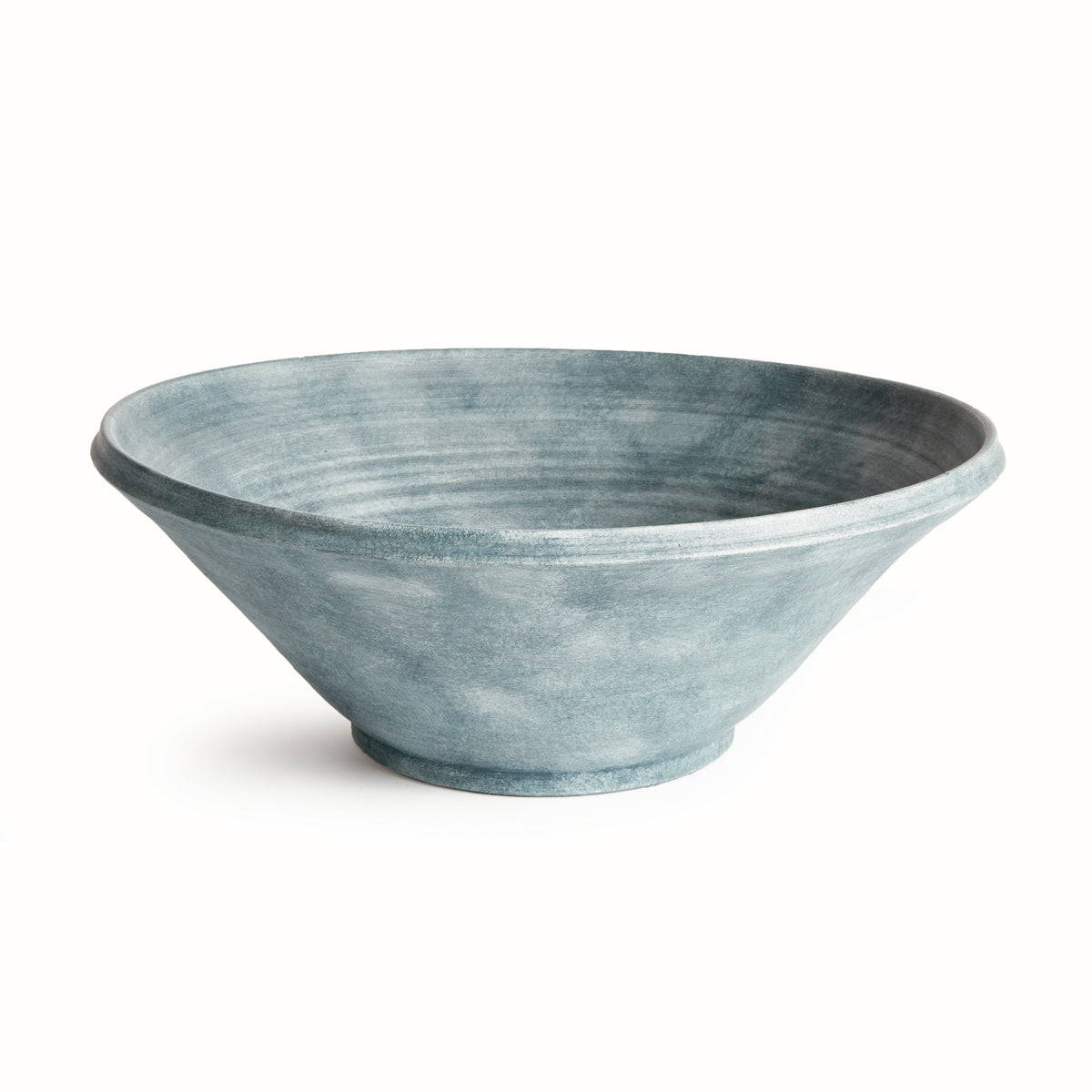 Mirela Grande Hand-Thrown Terracotta Bowl - Gray-Blue Glaze