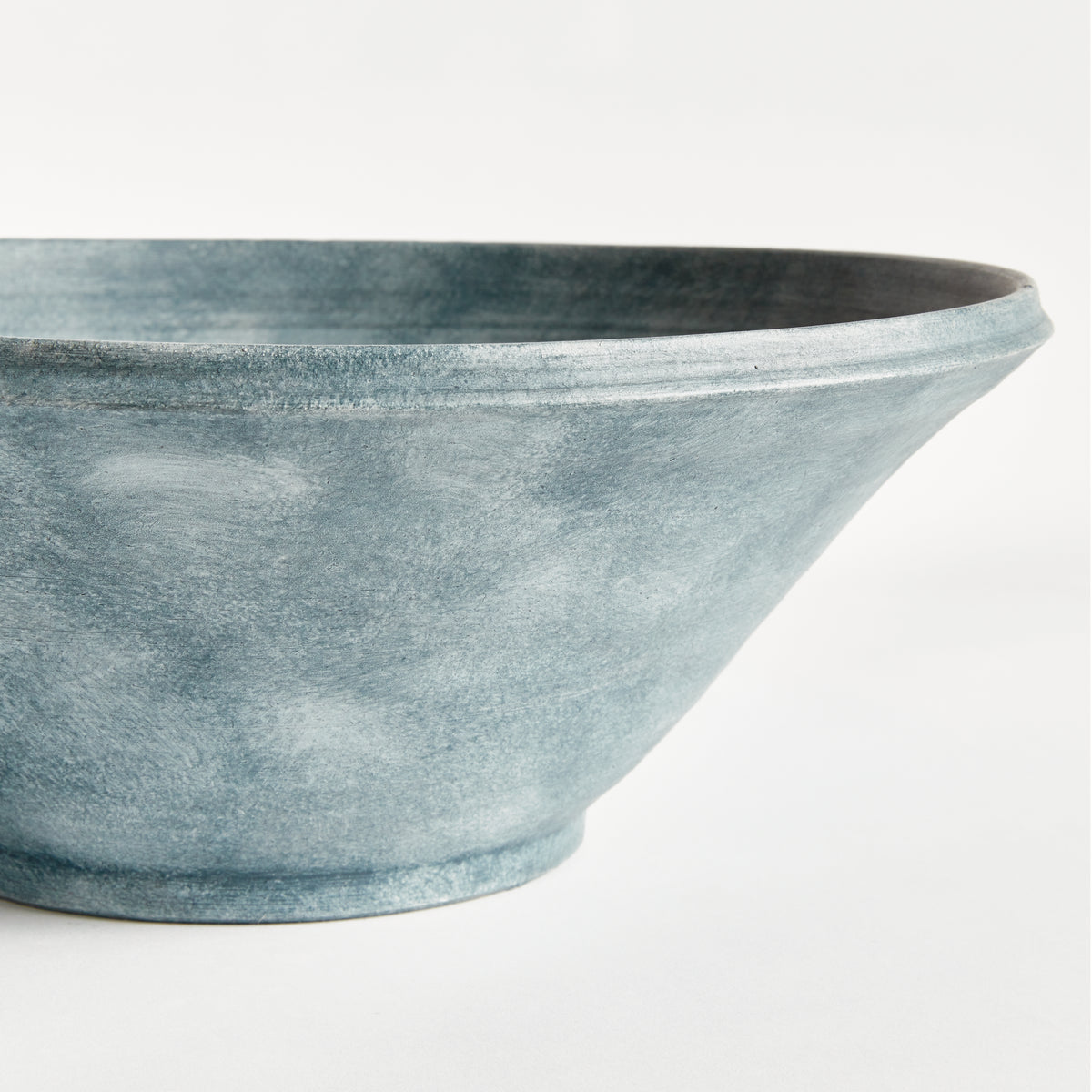 Mirela Grande Hand-Thrown Terracotta Bowl - Gray-Blue Glaze