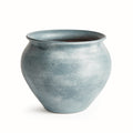 Mirela Large Hand-Thrown Terracotta Drum Vase - Gray-Blue Matte Glaze