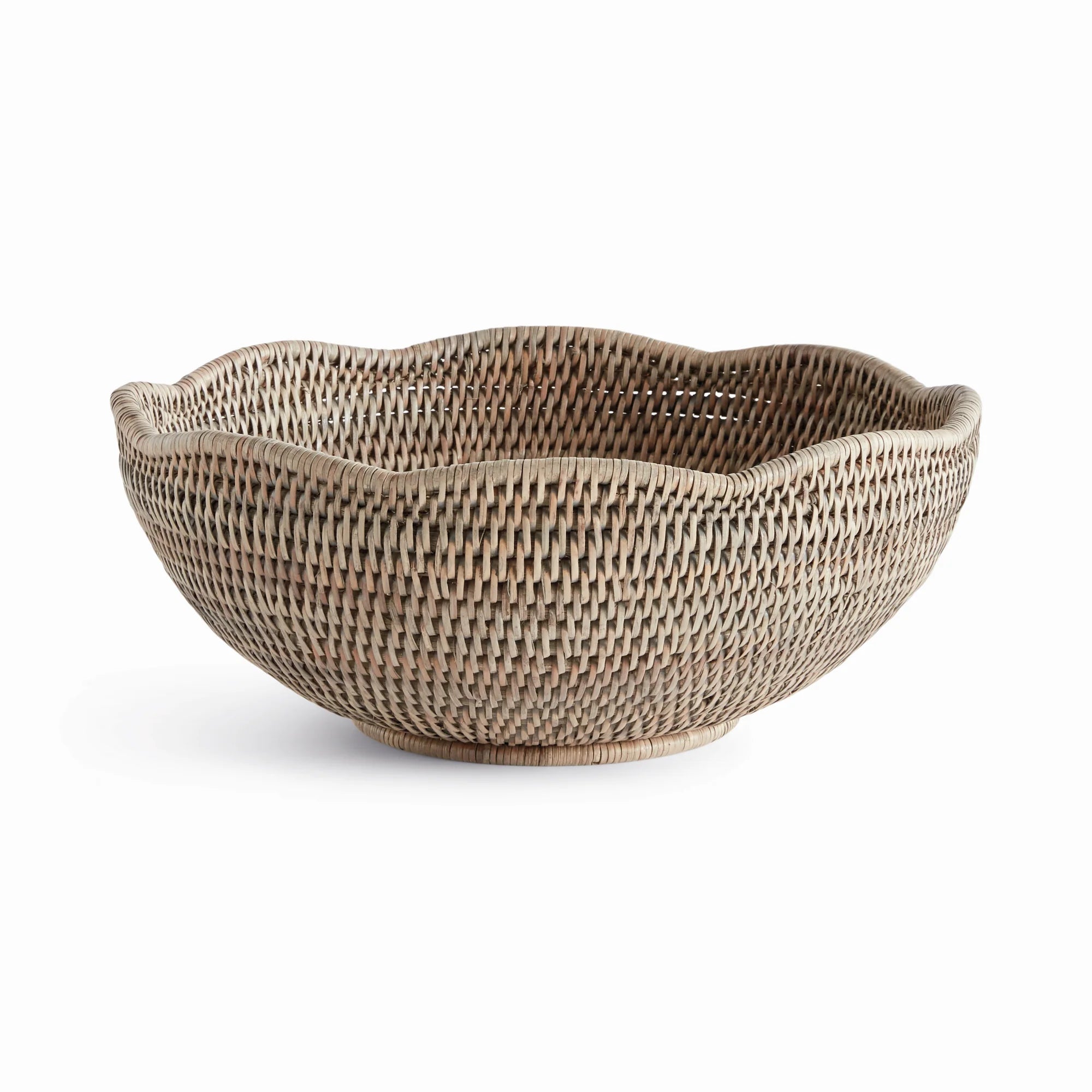 Woven Rattan Bowl – Scalloped Edge Decorative Basket Bowl | Sorelle Rossi