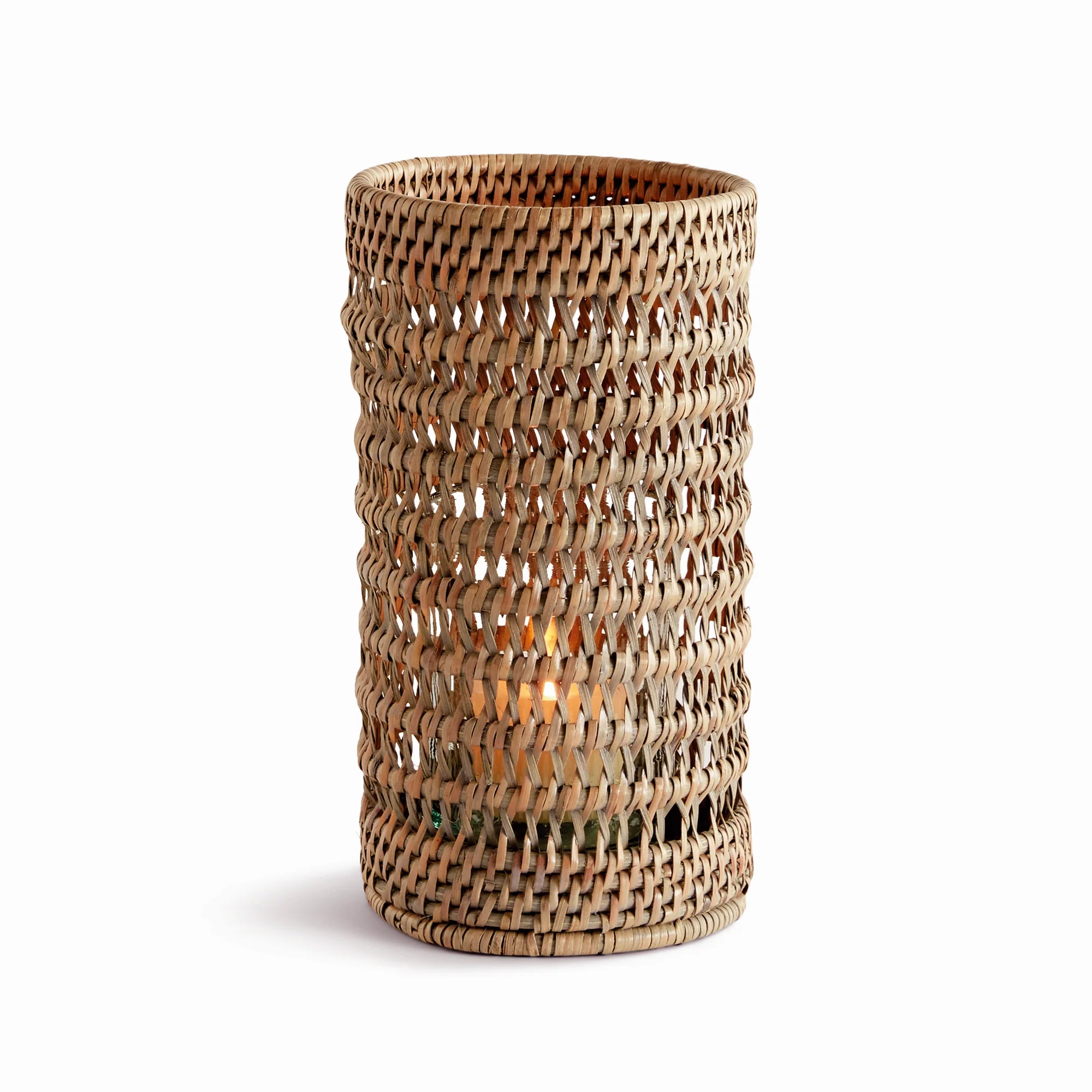 Woven Rattan Hurricane Lantern – Handcrafted Natural Candle Holder | Sorelle Rossi