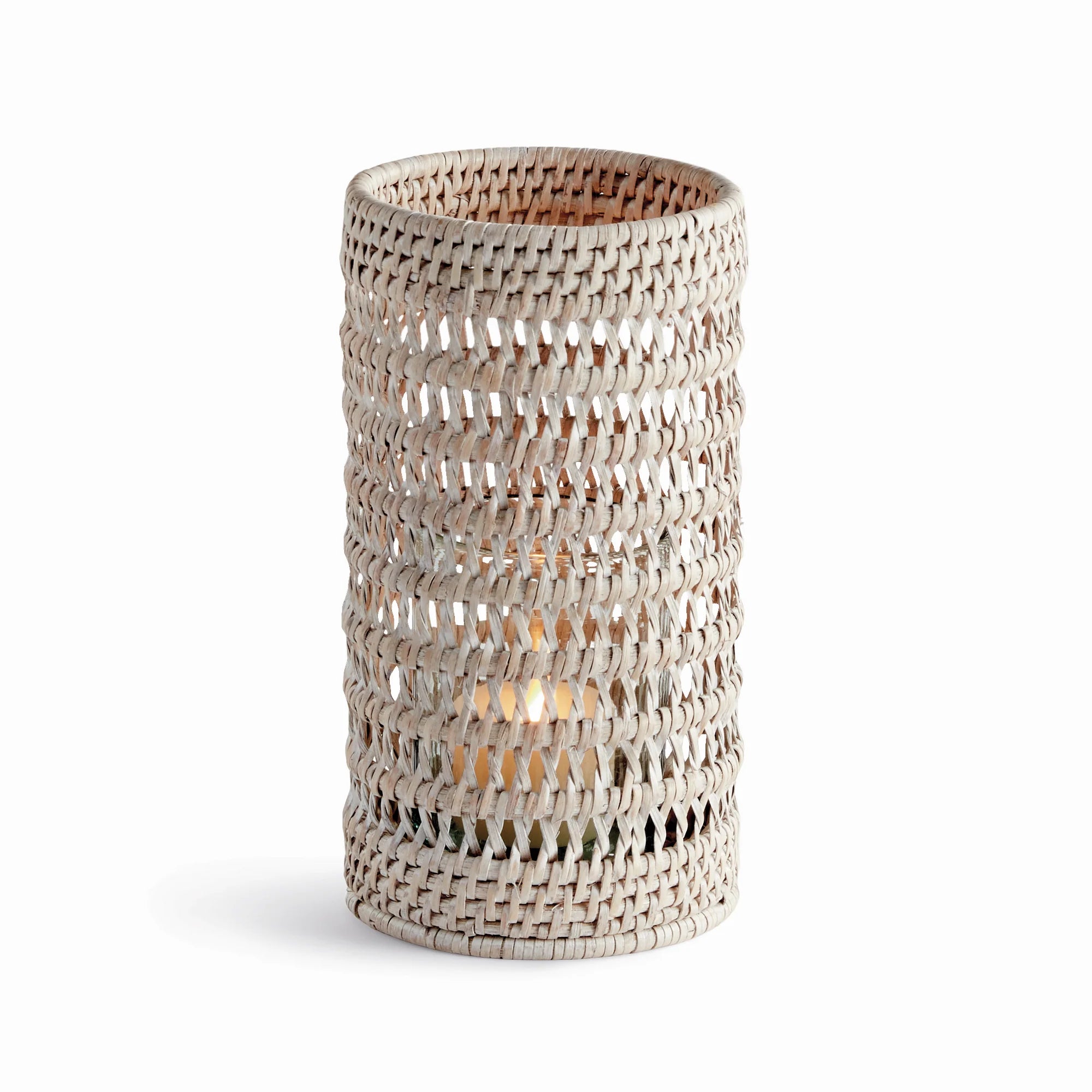 Woven Rattan Hurricane Lantern – Handcrafted Natural Candle Holder | Sorelle Rossi