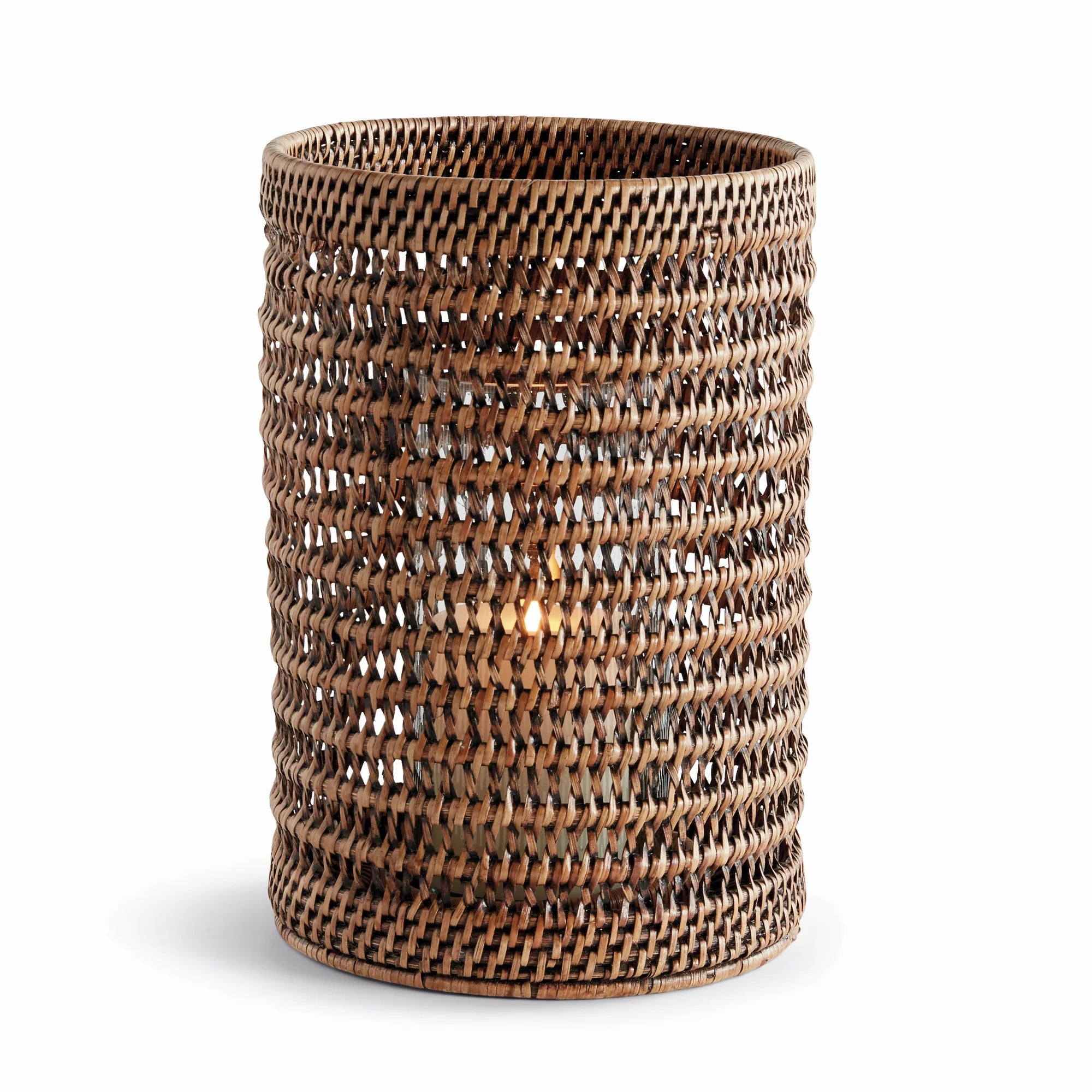 Woven Rattan Hurricane Lantern – Handcrafted Natural Candle Holder | Sorelle Rossi