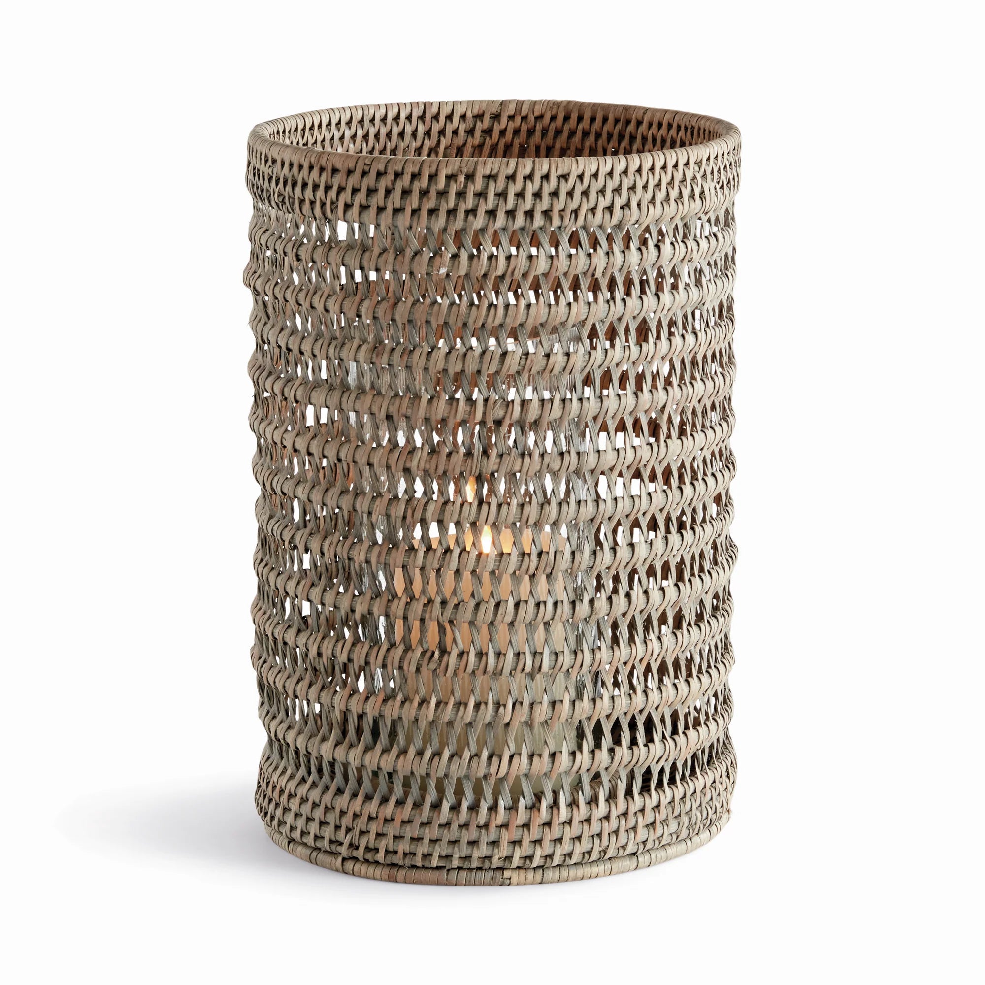 Woven Rattan Hurricane Lantern – Handcrafted Natural Candle Holder | Sorelle Rossi
