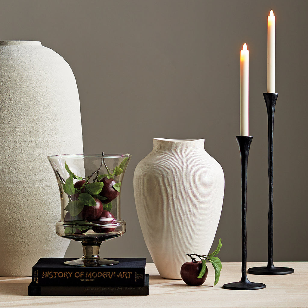 Noah Grande Black Taper Candle Holders, Set of 3 | Hand-Cast Aluminum Candlestick