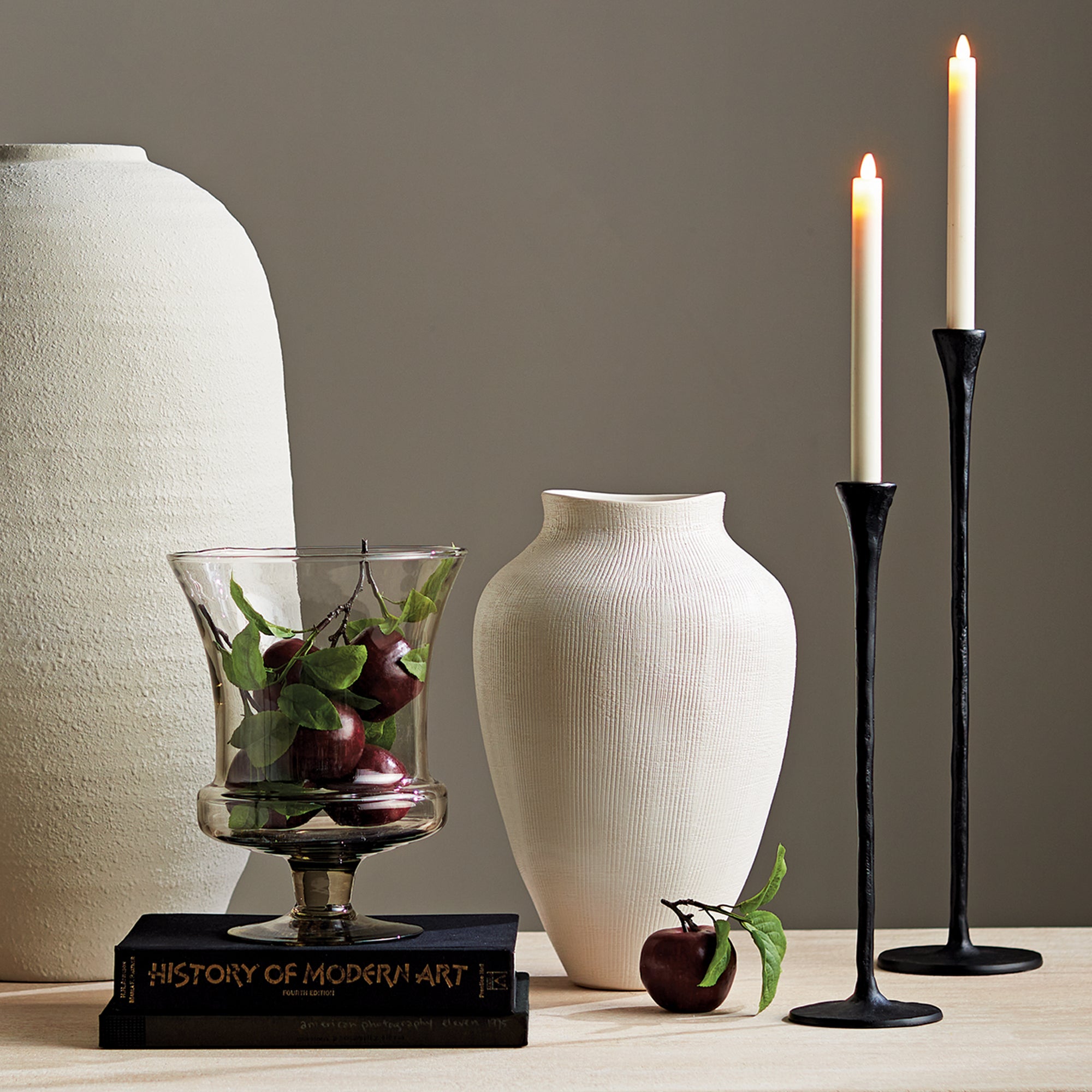 Noah Grande Black Taper Candle Holders, Set of 3 | Hand-Cast Aluminum Candlestick