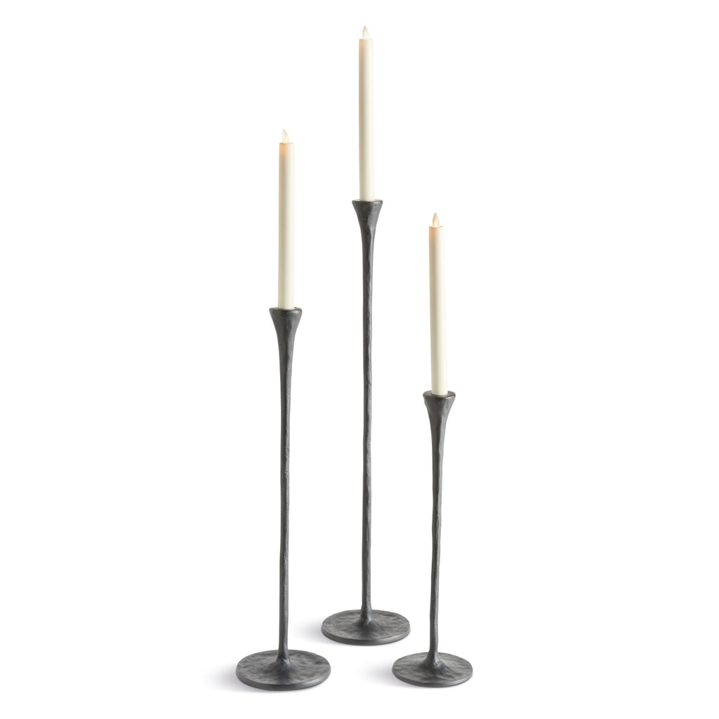Noah Grande Black Taper Candle Holders, Set of 3 | Hand-Cast Aluminum Candlestick