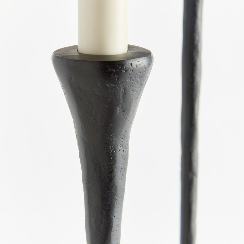 Noah Grande Black Taper Candle Holders, Set of 3 | Hand-Cast Aluminum Candlestick