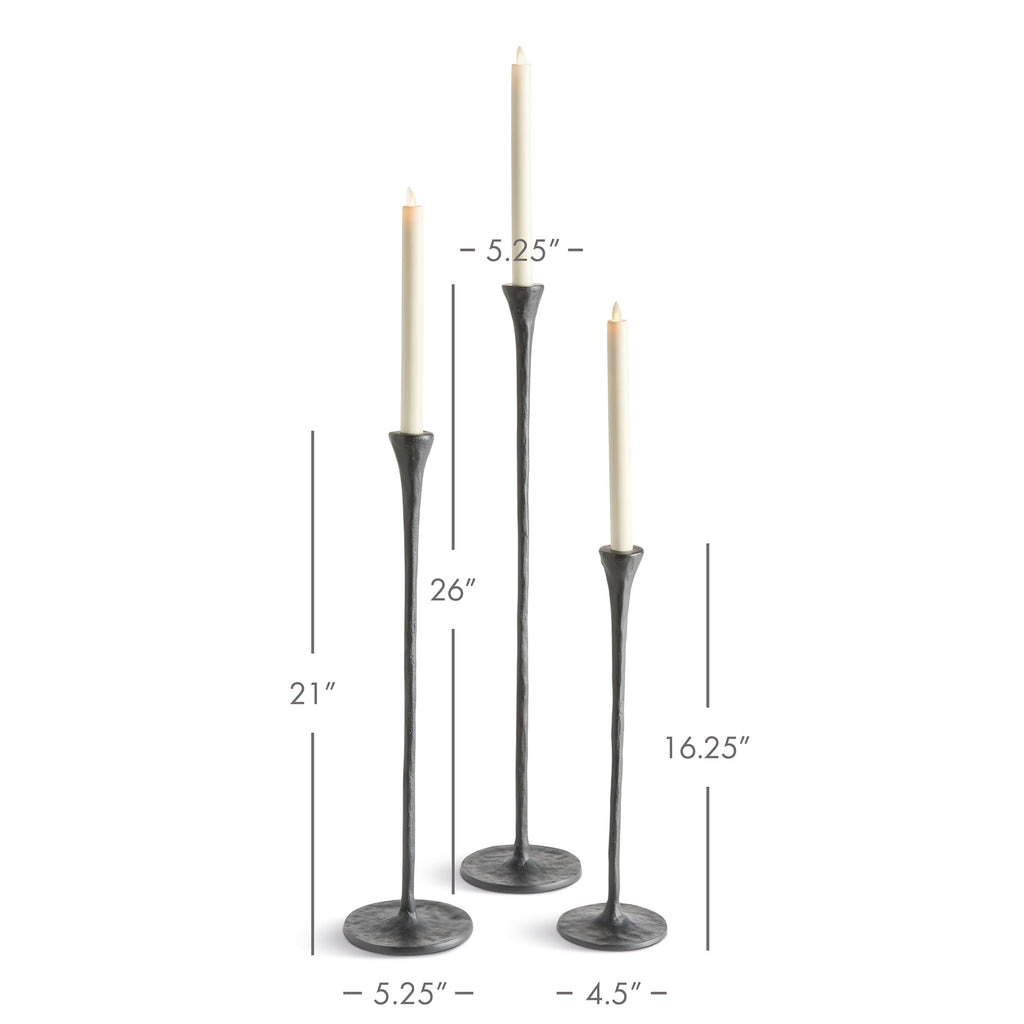 Noah Grande Black Taper Candle Holders, Set of 3 | Hand-Cast Aluminum Candlestick