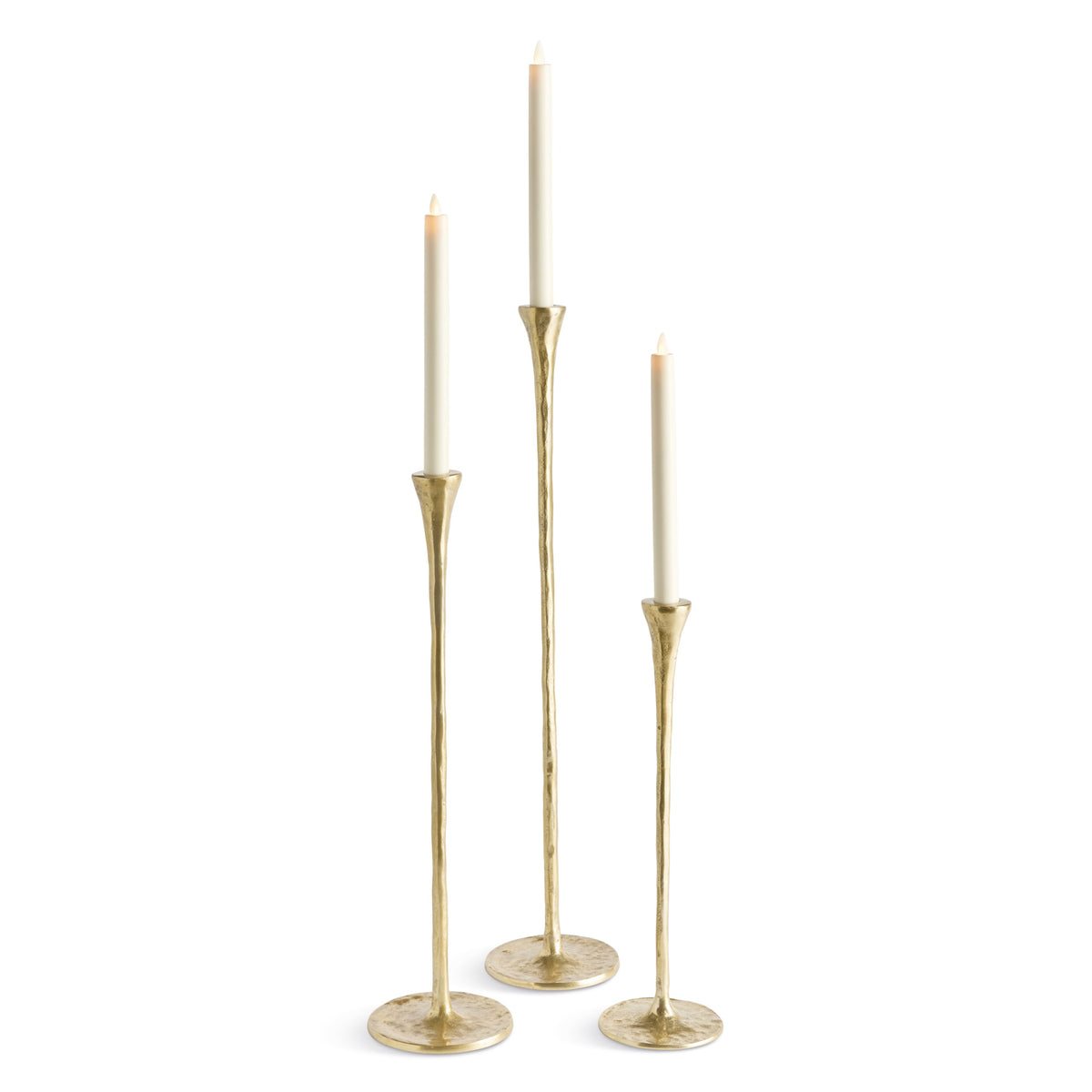 Noah Grande Gold Taper Candle Holders – Set of 3