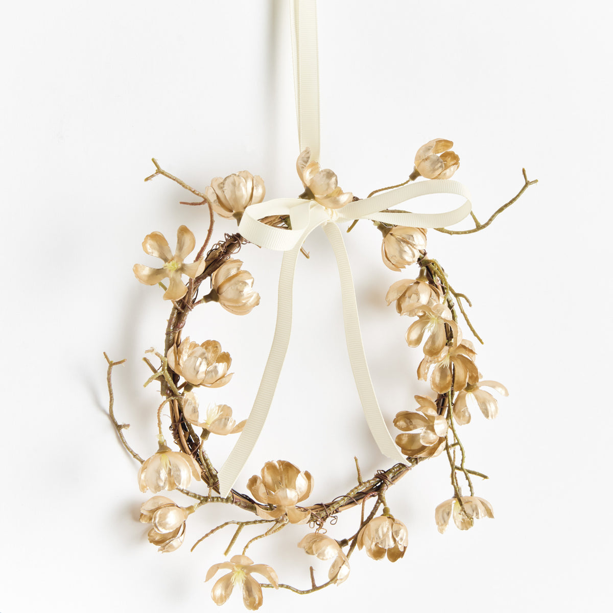 Gilded Cherry Blossom Wreaths, Set of 2