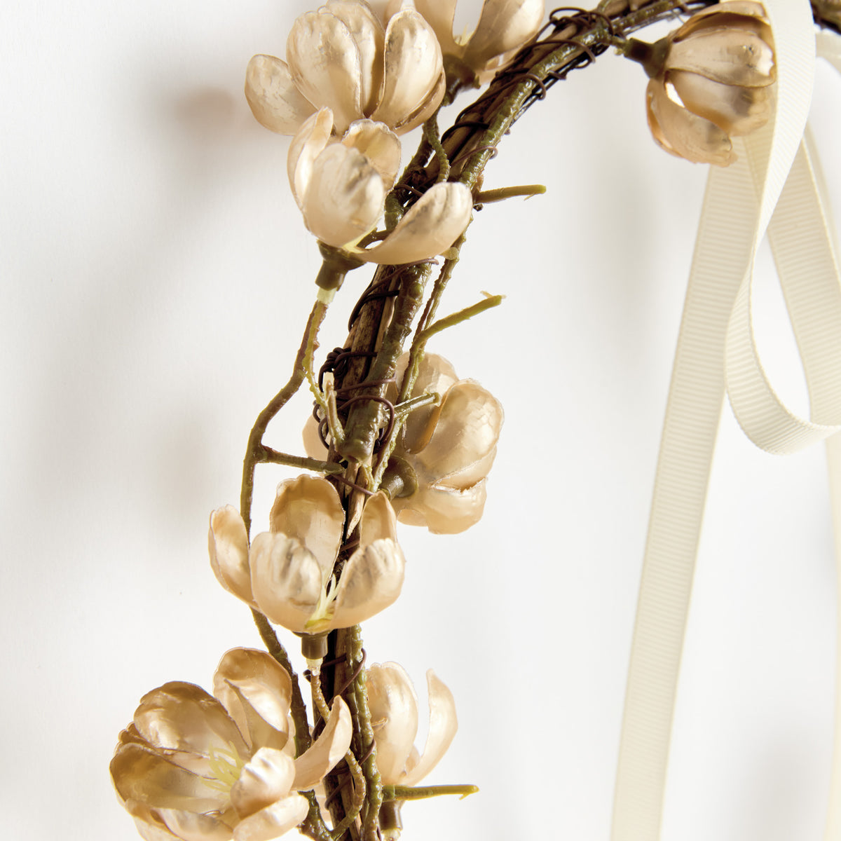 Gilded Cherry Blossom Wreaths, Set of 2