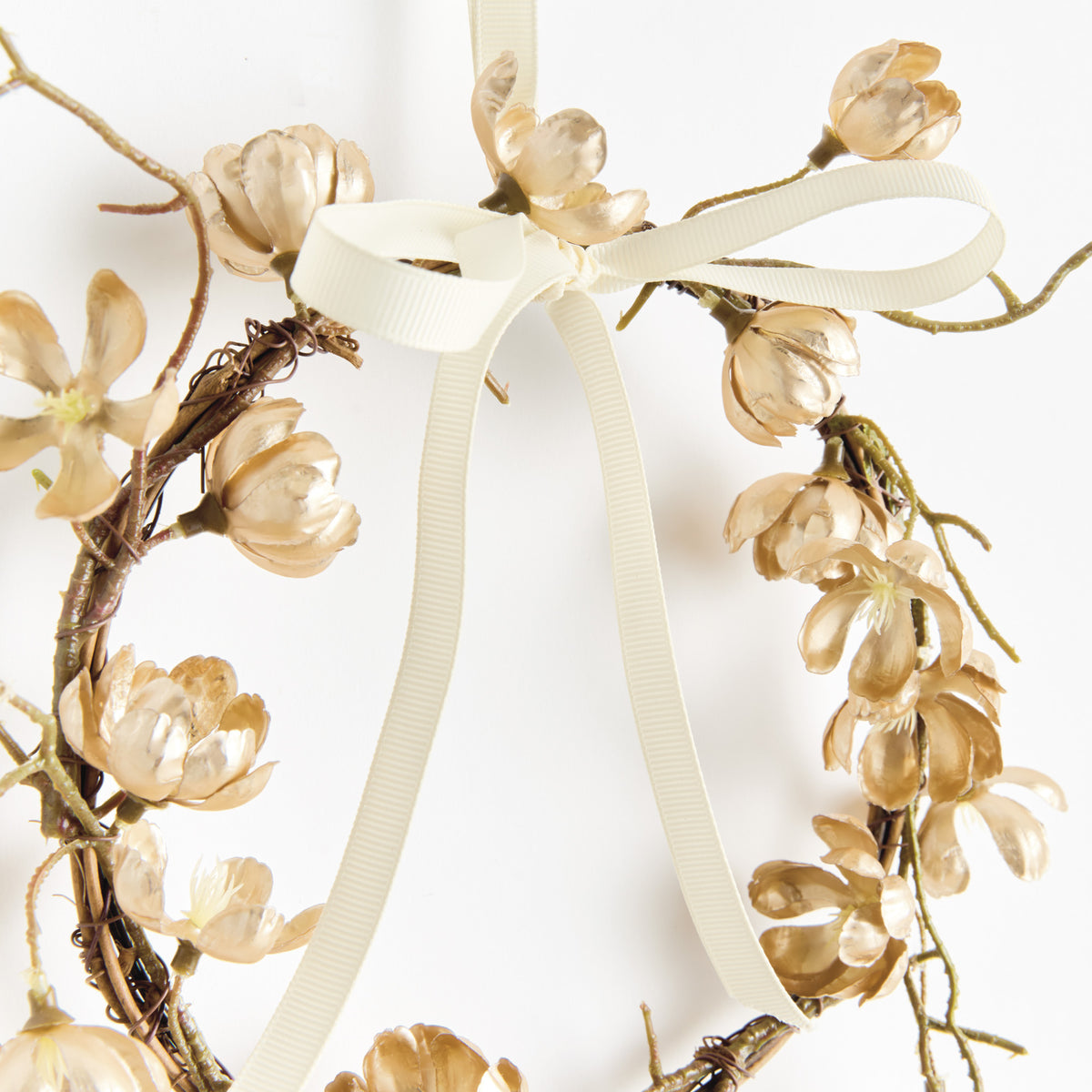 Gilded Cherry Blossom Wreaths, Set of 2