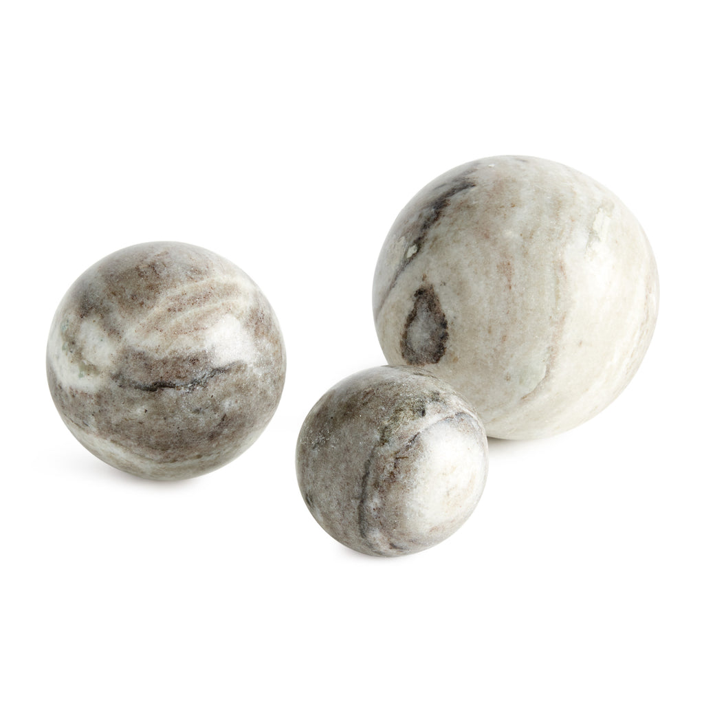 Jaqueline Marble Orbs - Set of 3, Brown Veining