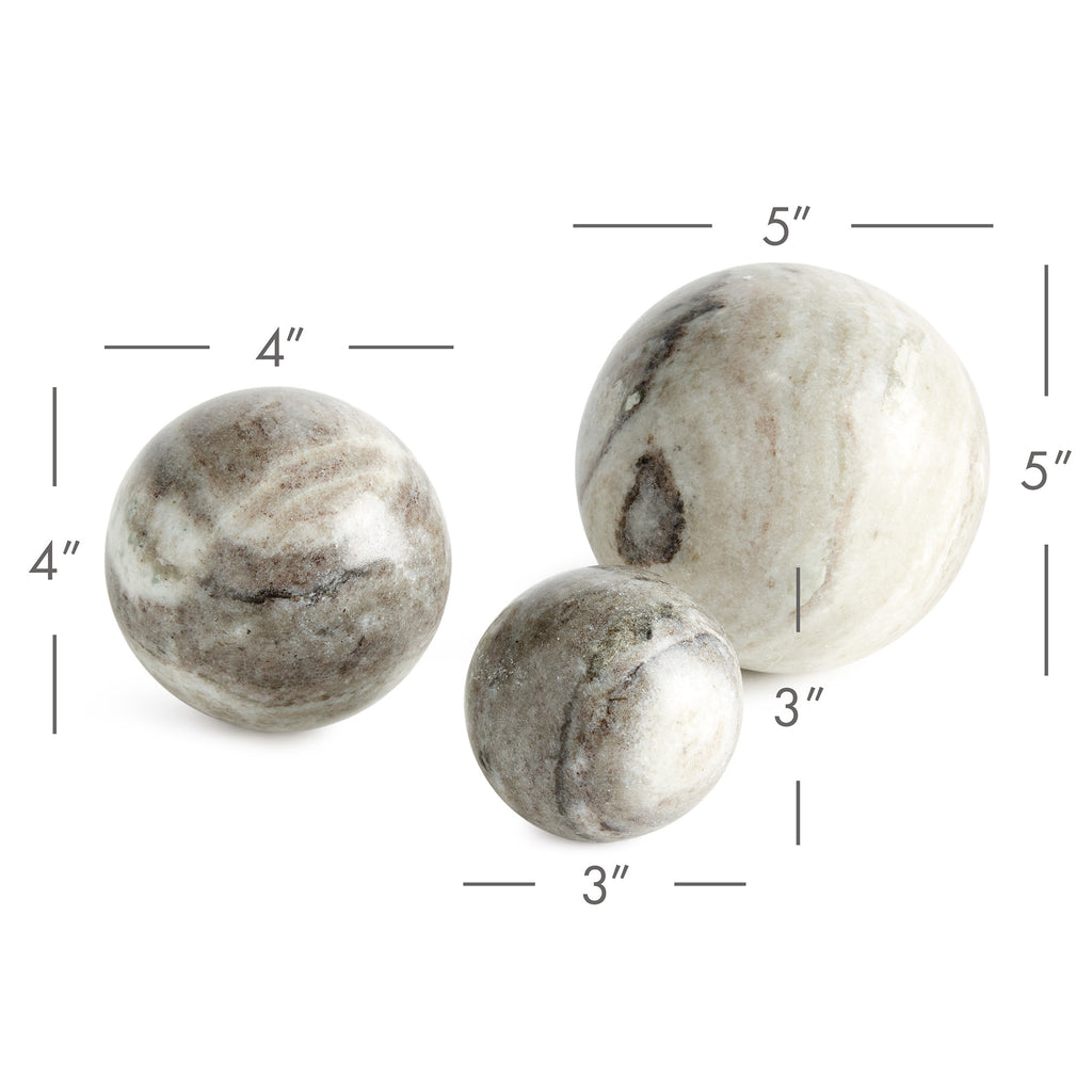 Jaqueline Marble Orbs - Set of 3, Brown Veining