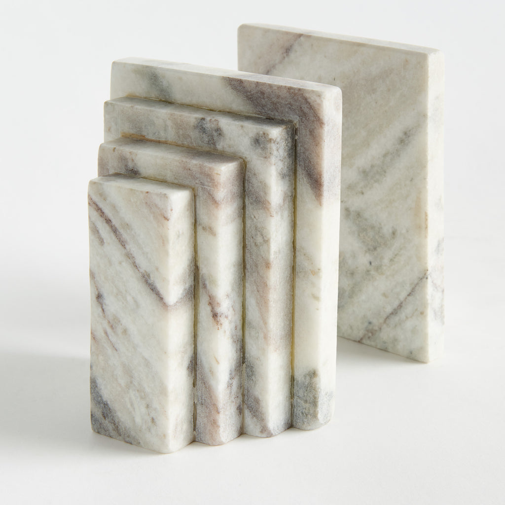 Jaqueline Marble Bookends - Brown Veining