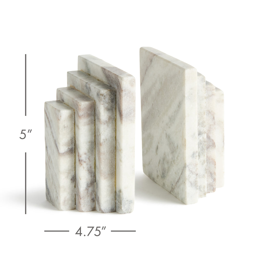 Jaqueline Marble Bookends - Brown Veining