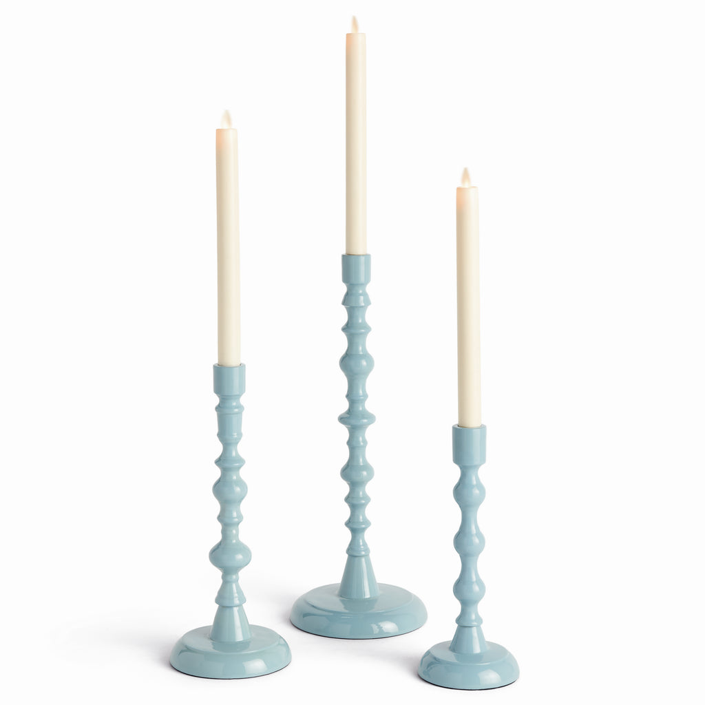 Rosina Prussian Blue Taper Candle Holders, Set of 3