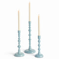 Rosina Prussian Blue Taper Candle Holders, Set of 3