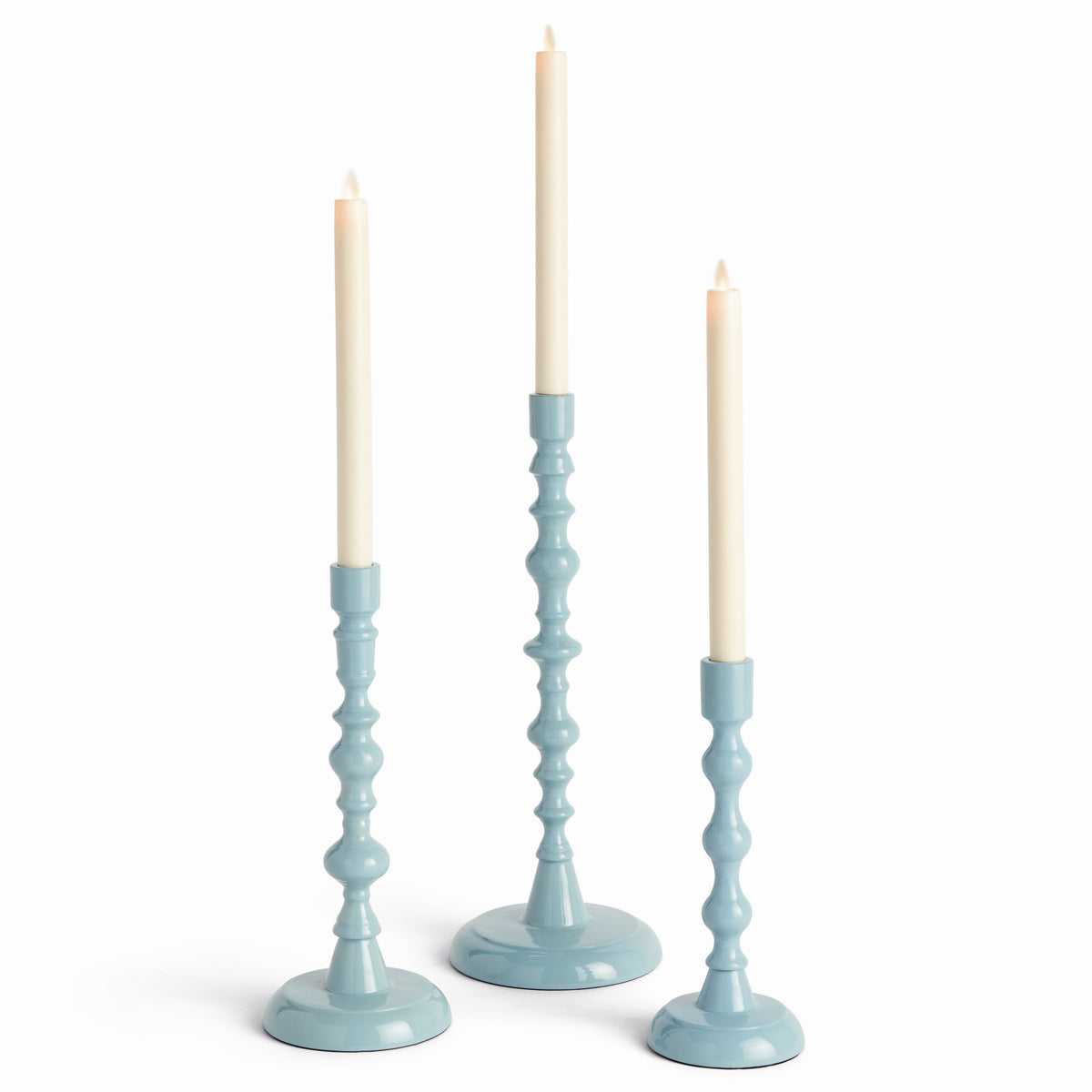 Rosina Prussian Blue Taper Candle Holders, Set of 3