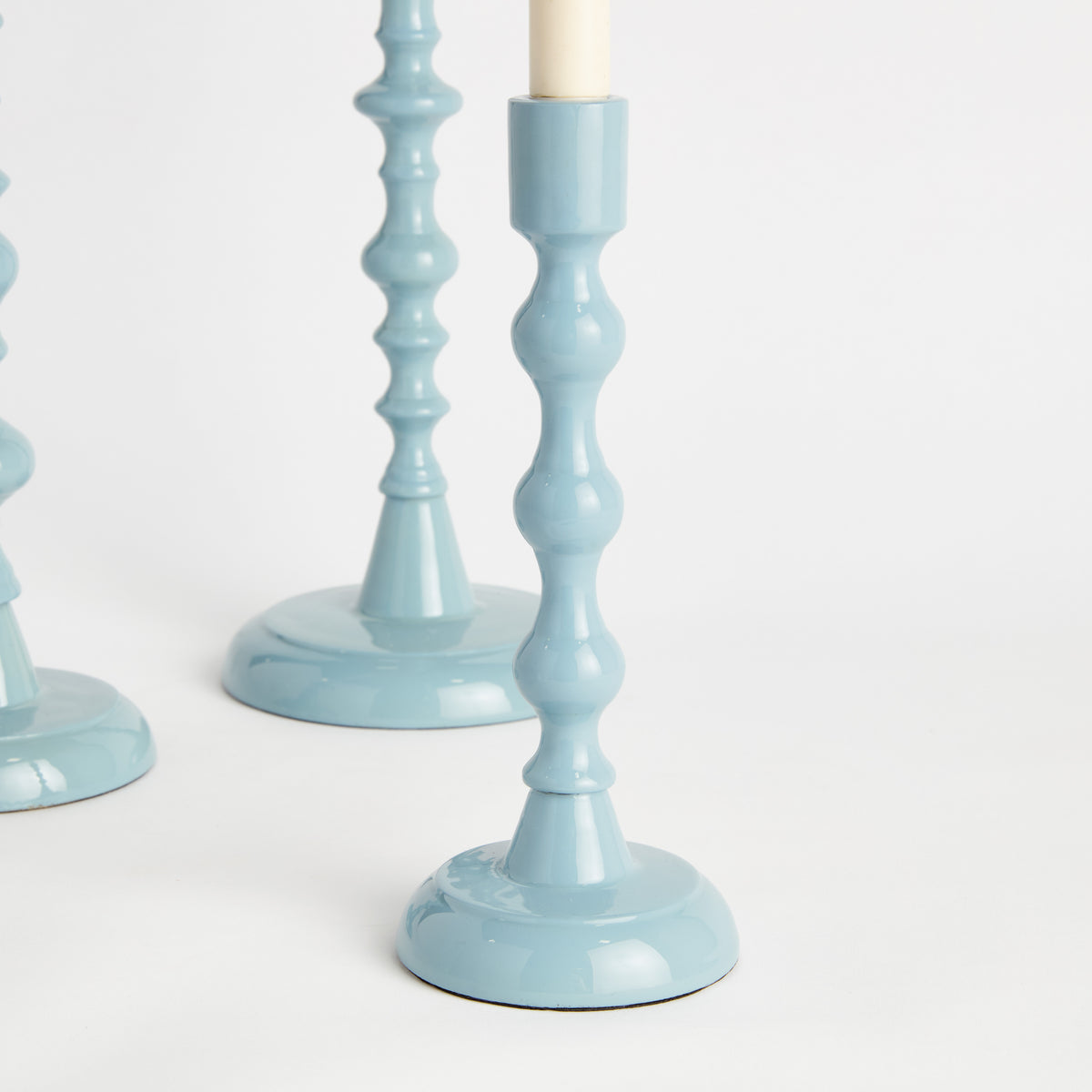 Rosina Prussian Blue Taper Candle Holders, Set of 3