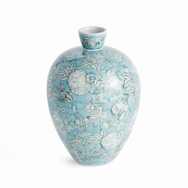 Handcrafted Blue & White Floral Ginger Jar Vase | Chinoiserie Ceramic Decorative Vase
