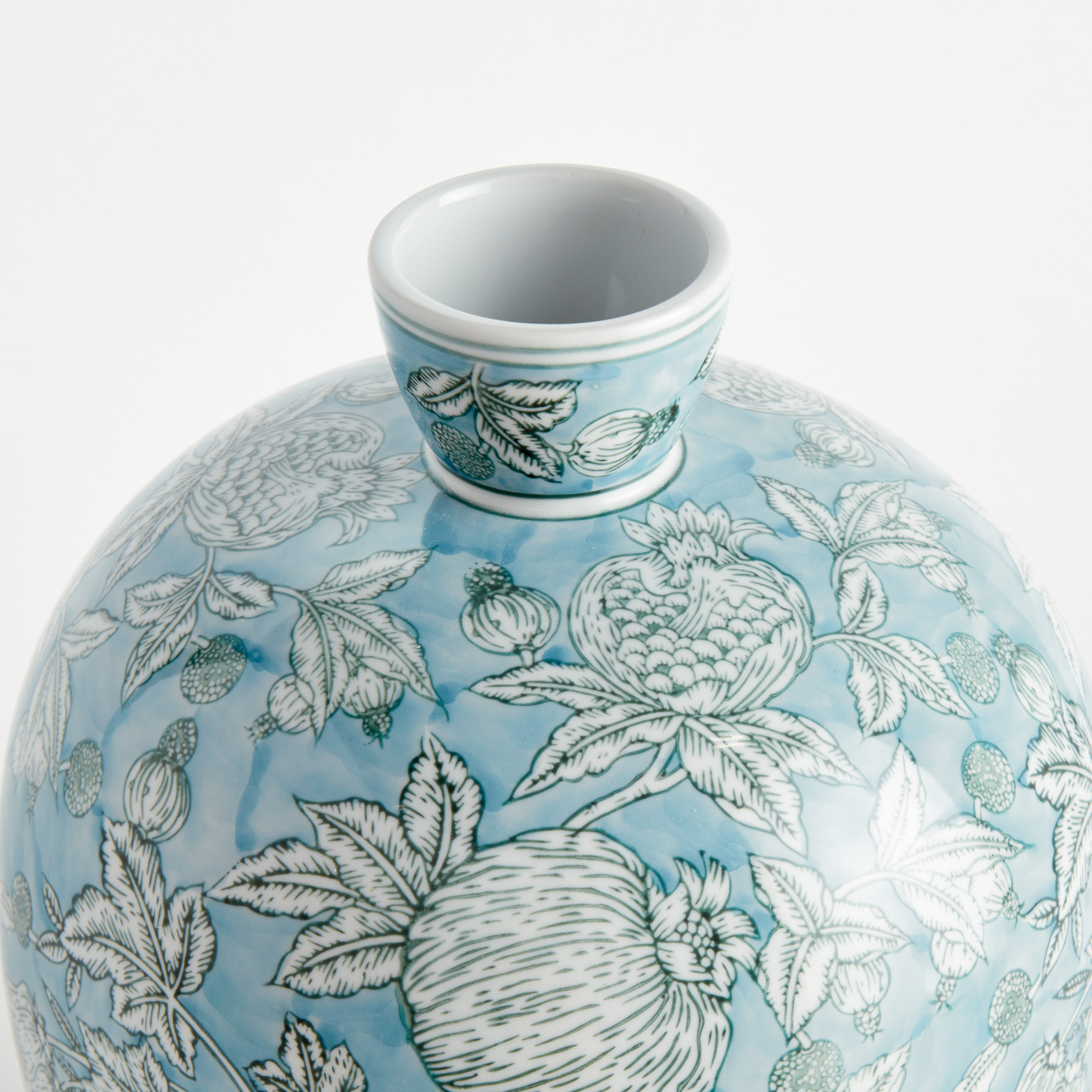 Handcrafted Blue & White Floral Ginger Jar Vase | Chinoiserie Ceramic Decorative Vase