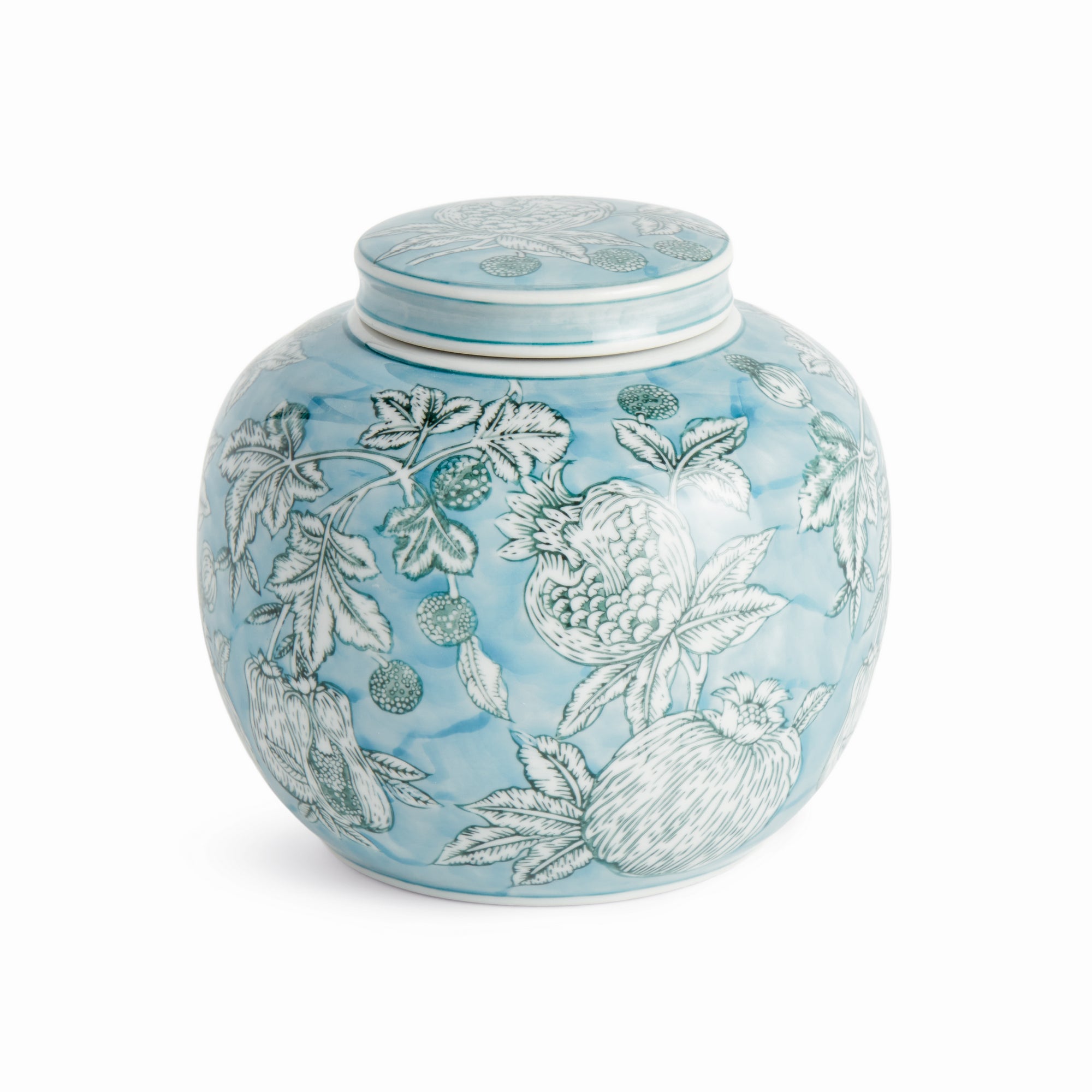 Handcrafted Blue & White Floral Lidded Jar | Chinoiserie Ceramic Decorative Ginger Jar