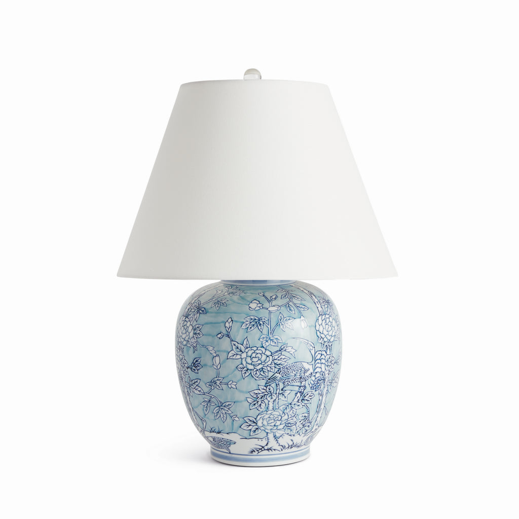 Hanni Chinoiserie Porcelain Table Lamp with Linen Shade