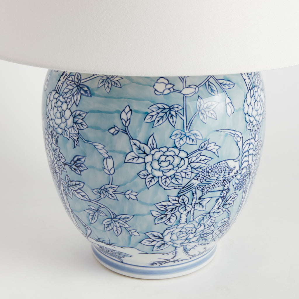 Hanni Chinoiserie Porcelain Table Lamp with Linen Shade