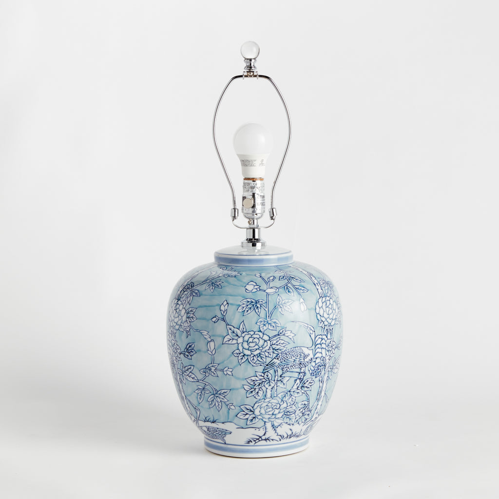 Hanni Chinoiserie Porcelain Table Lamp with Linen Shade