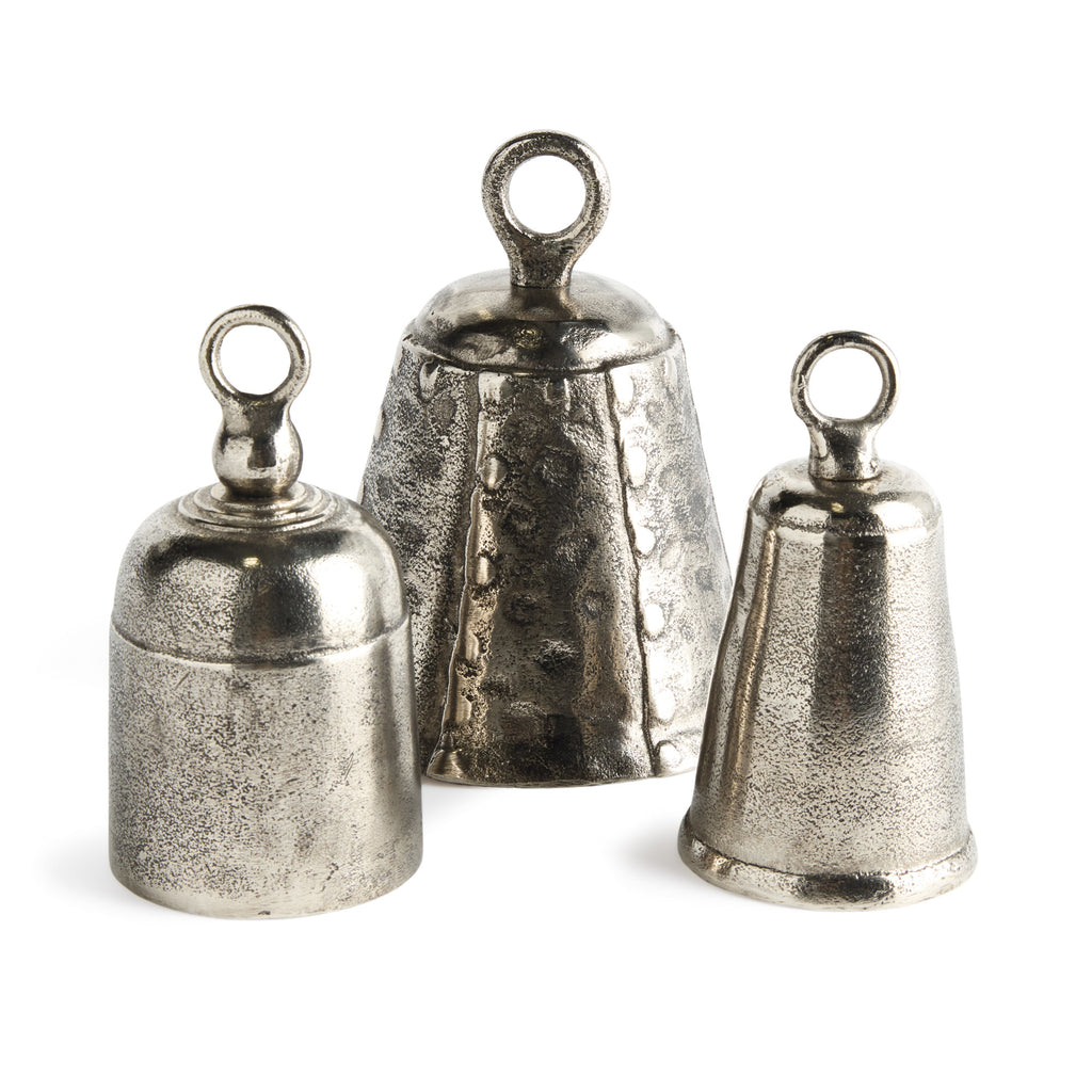 Silver Cast Aluminum & Iron Bells - Set of 3