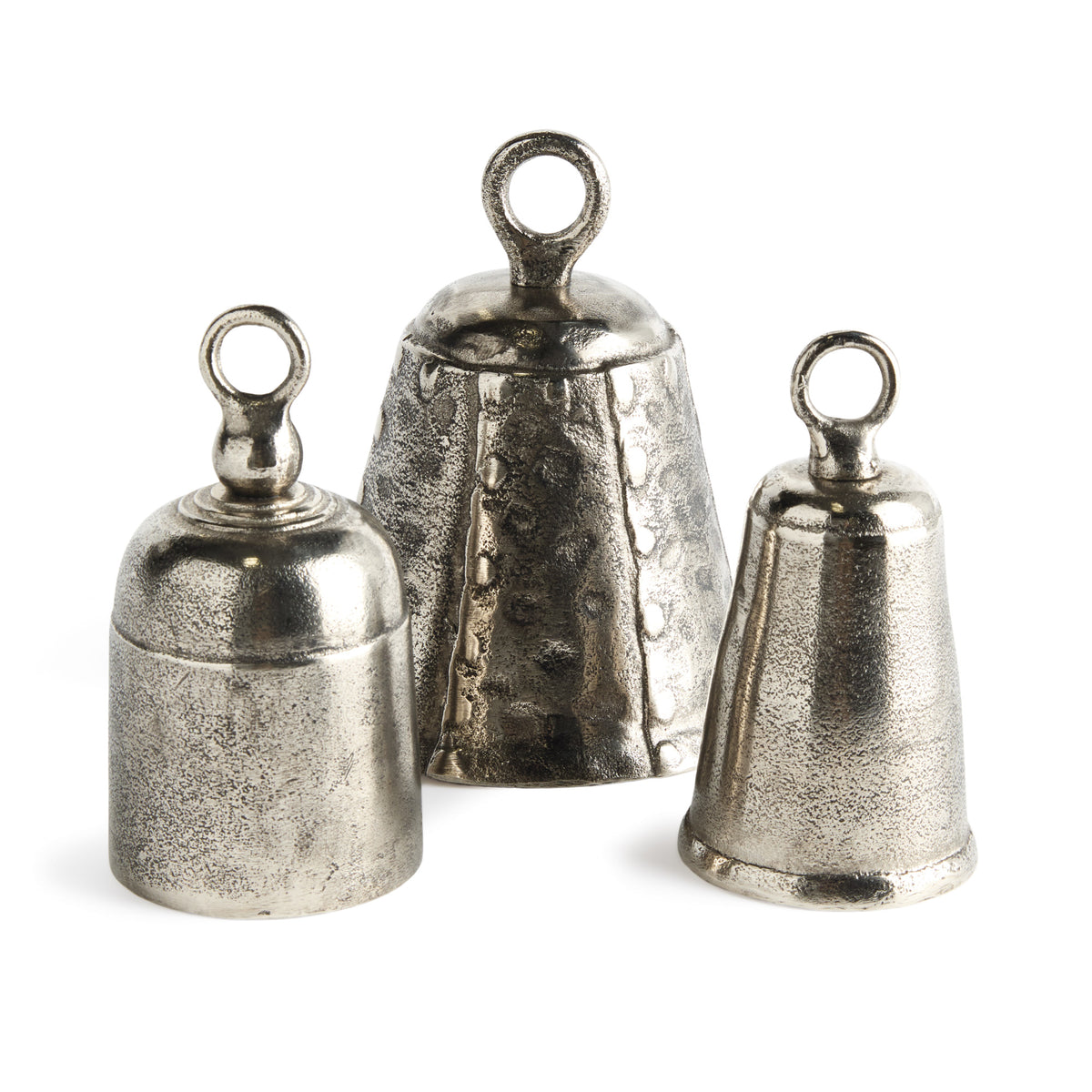Silver Cast Aluminum & Iron Bells - Set of 3
