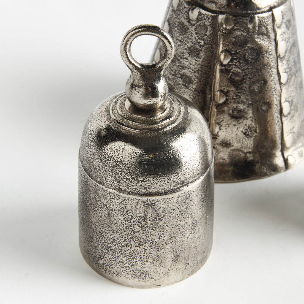 Silver Cast Aluminum & Iron Bells - Set of 3