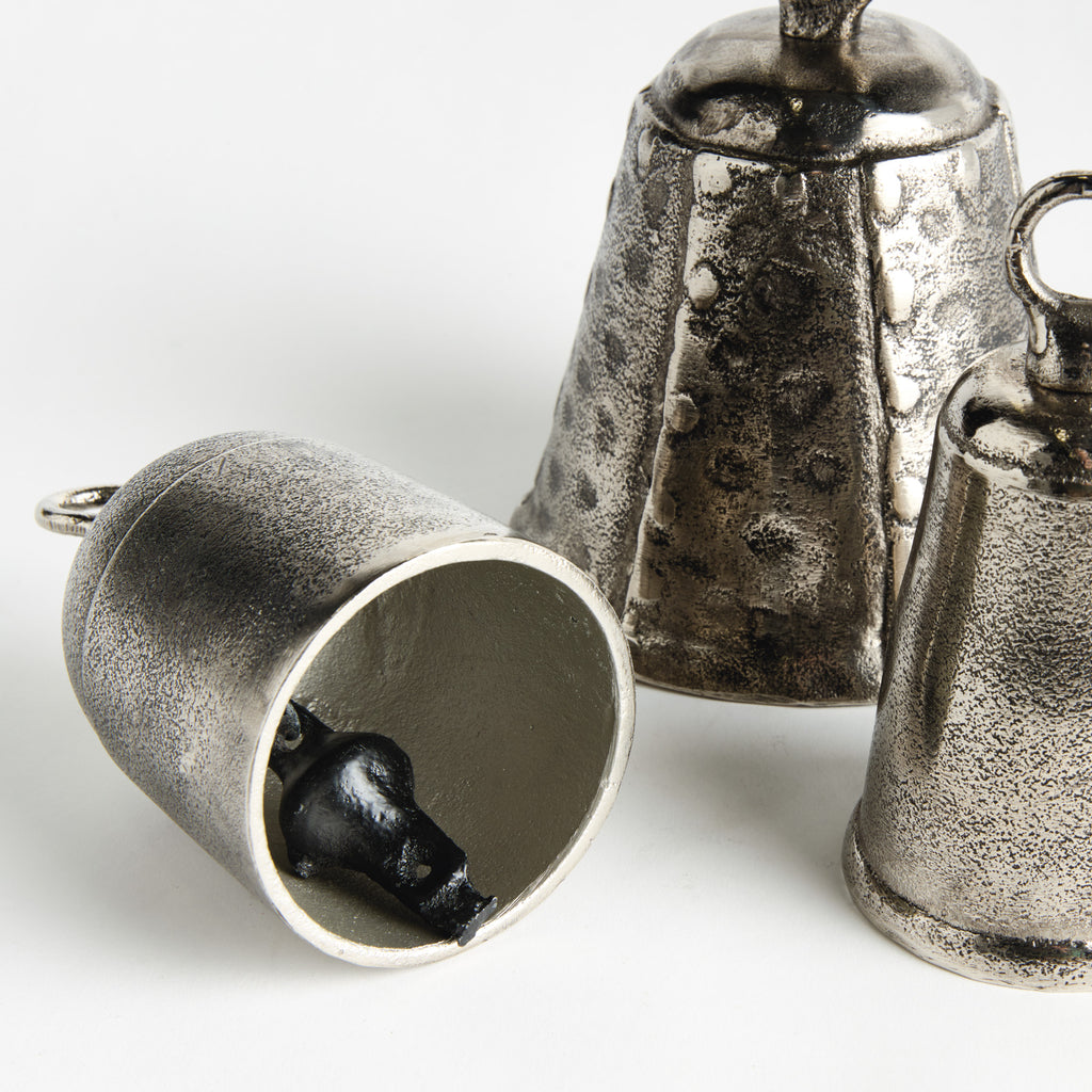 Silver Cast Aluminum & Iron Bells - Set of 3