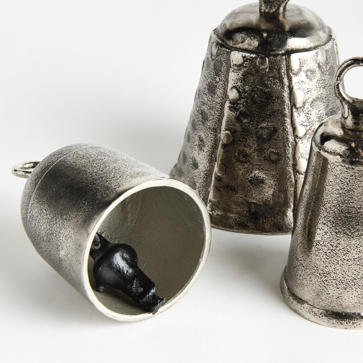 Silver Cast Aluminum & Iron Bells - Set of 3