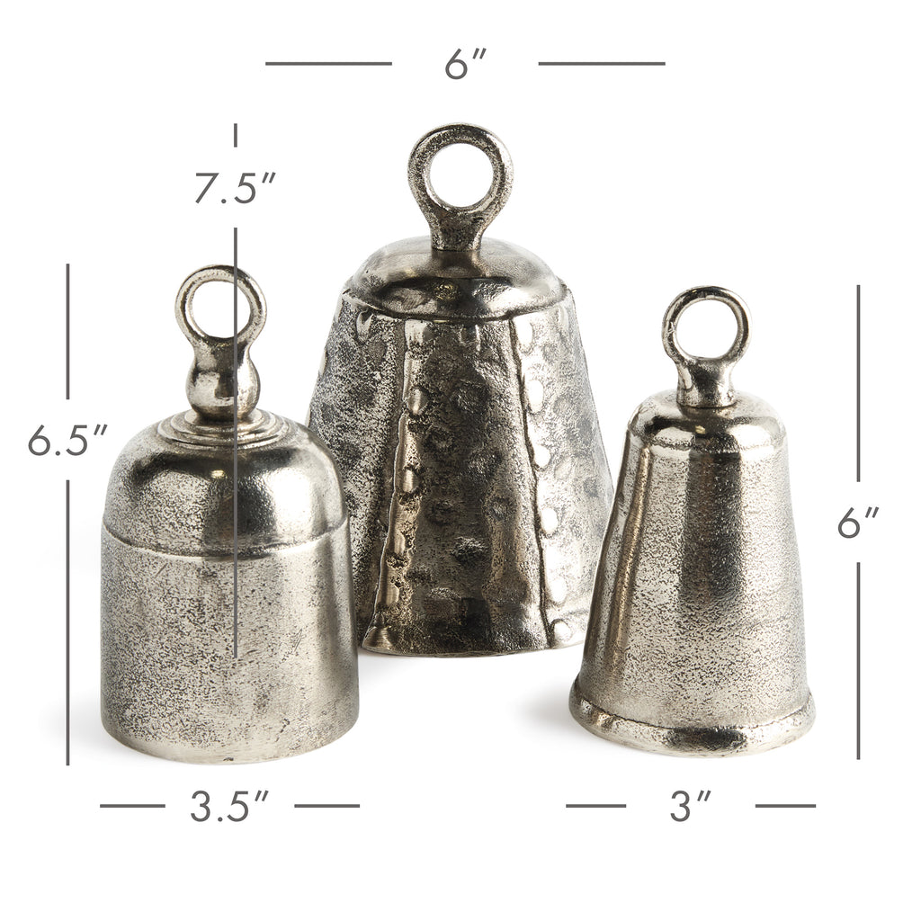 Silver Cast Aluminum & Iron Bells - Set of 3