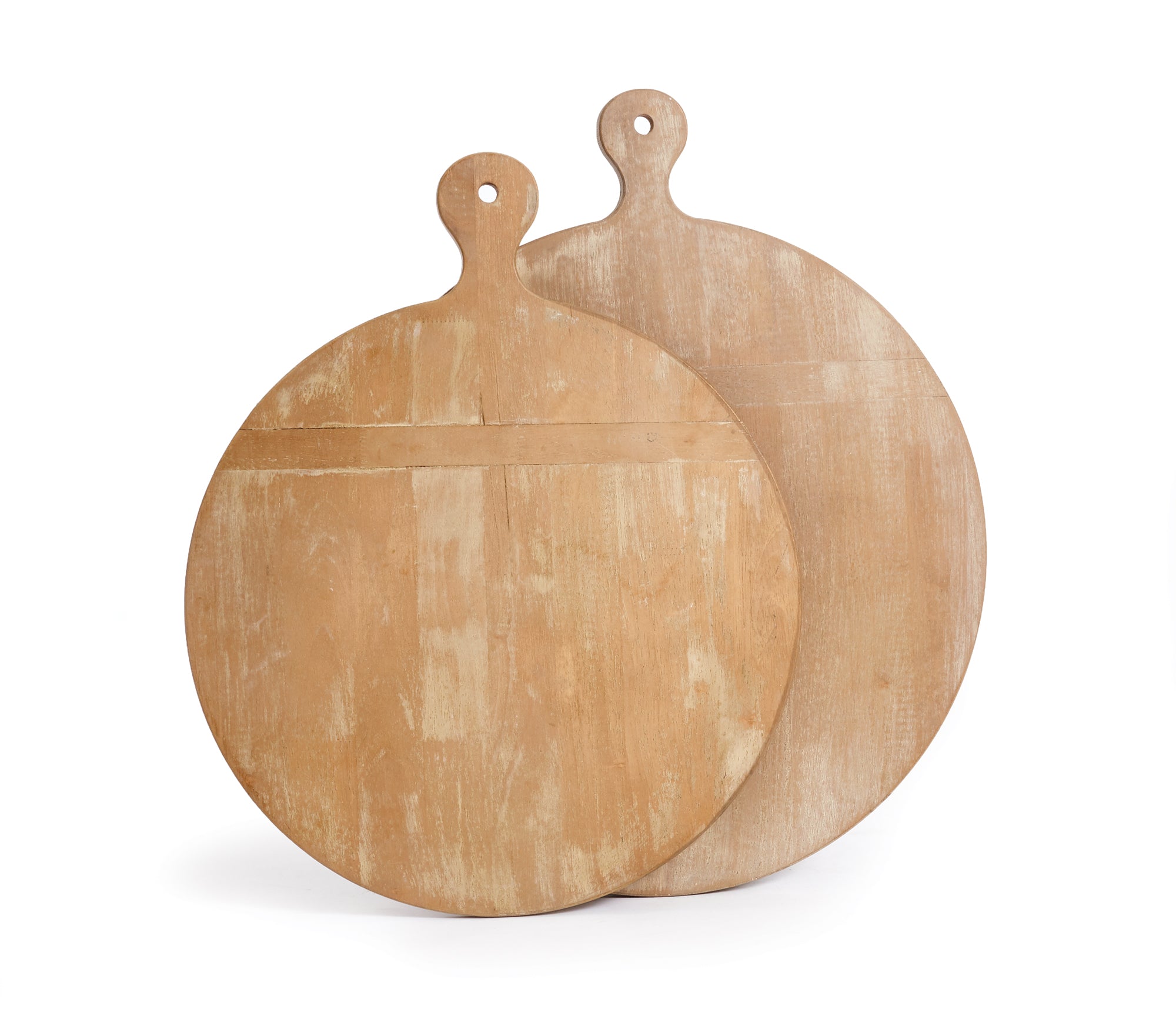 Antique Round Wood Cutting Boards Set of 2 – Rustic European Kitchen Decor & Serving Boards