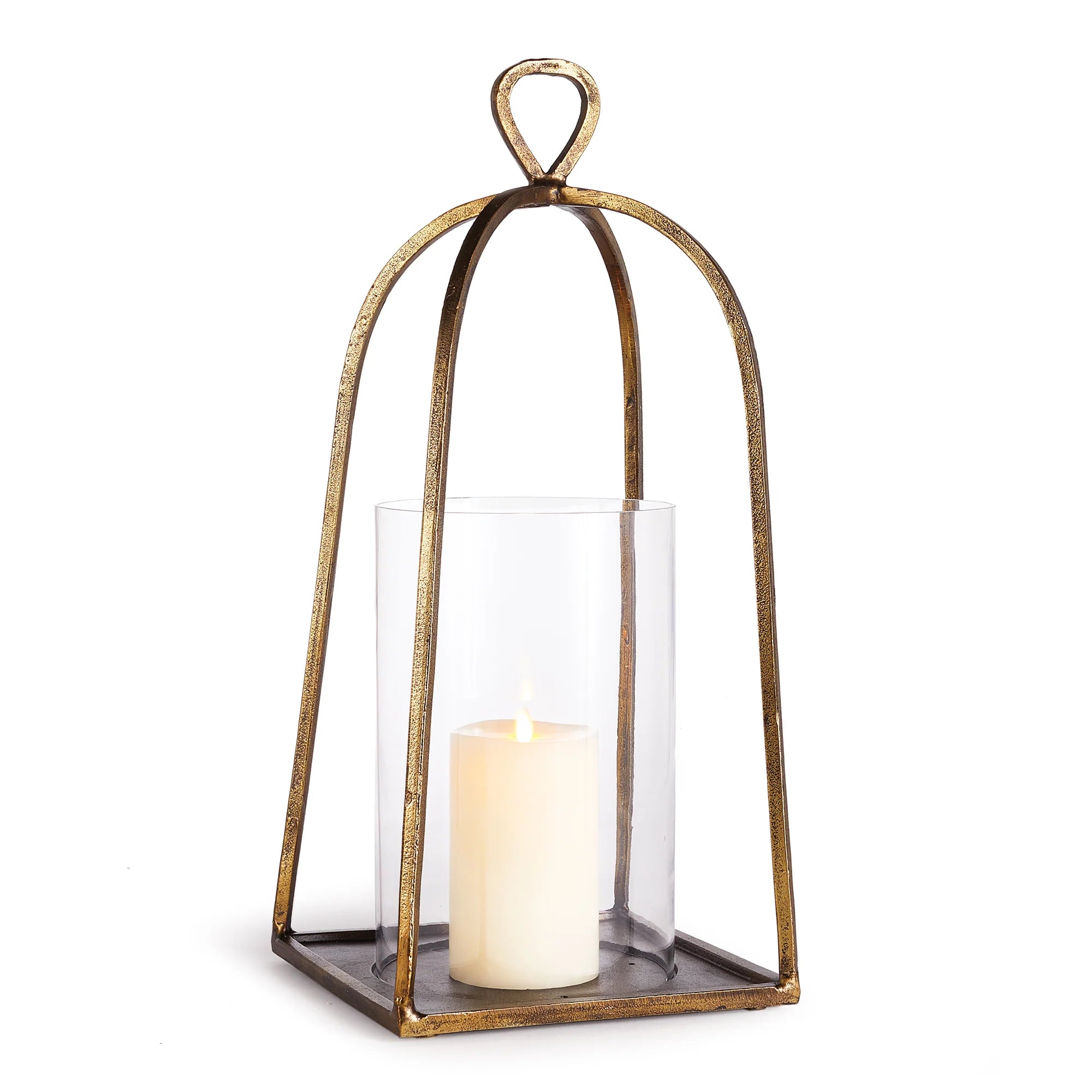 Antique Brass Hurricane Lantern – Large Cast Aluminum Candle Holder with Handle | Sorelle Rossi
