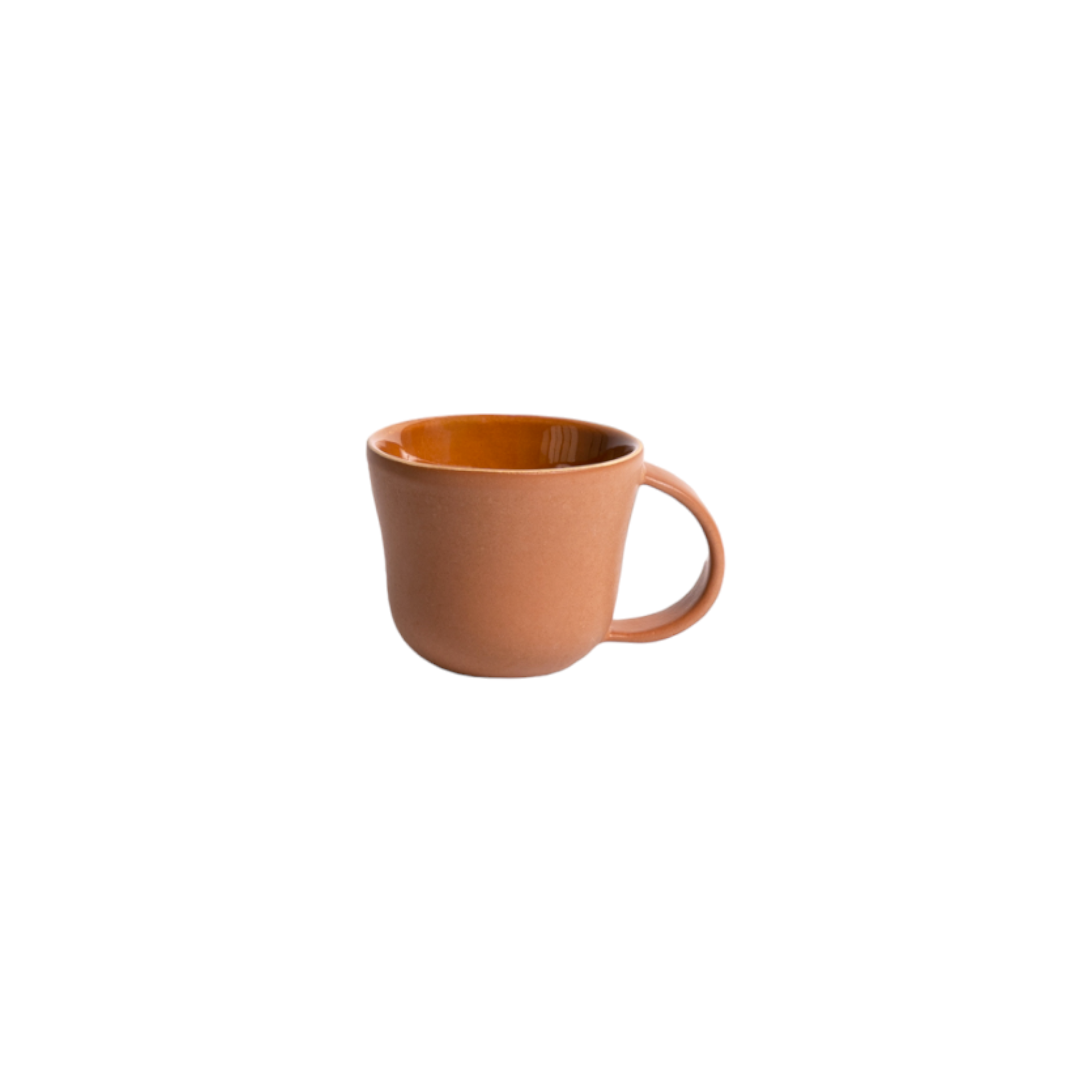 Terracotta mug on a white background