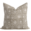 Leila Floral Block Printed Pillow Cover | Olive Green