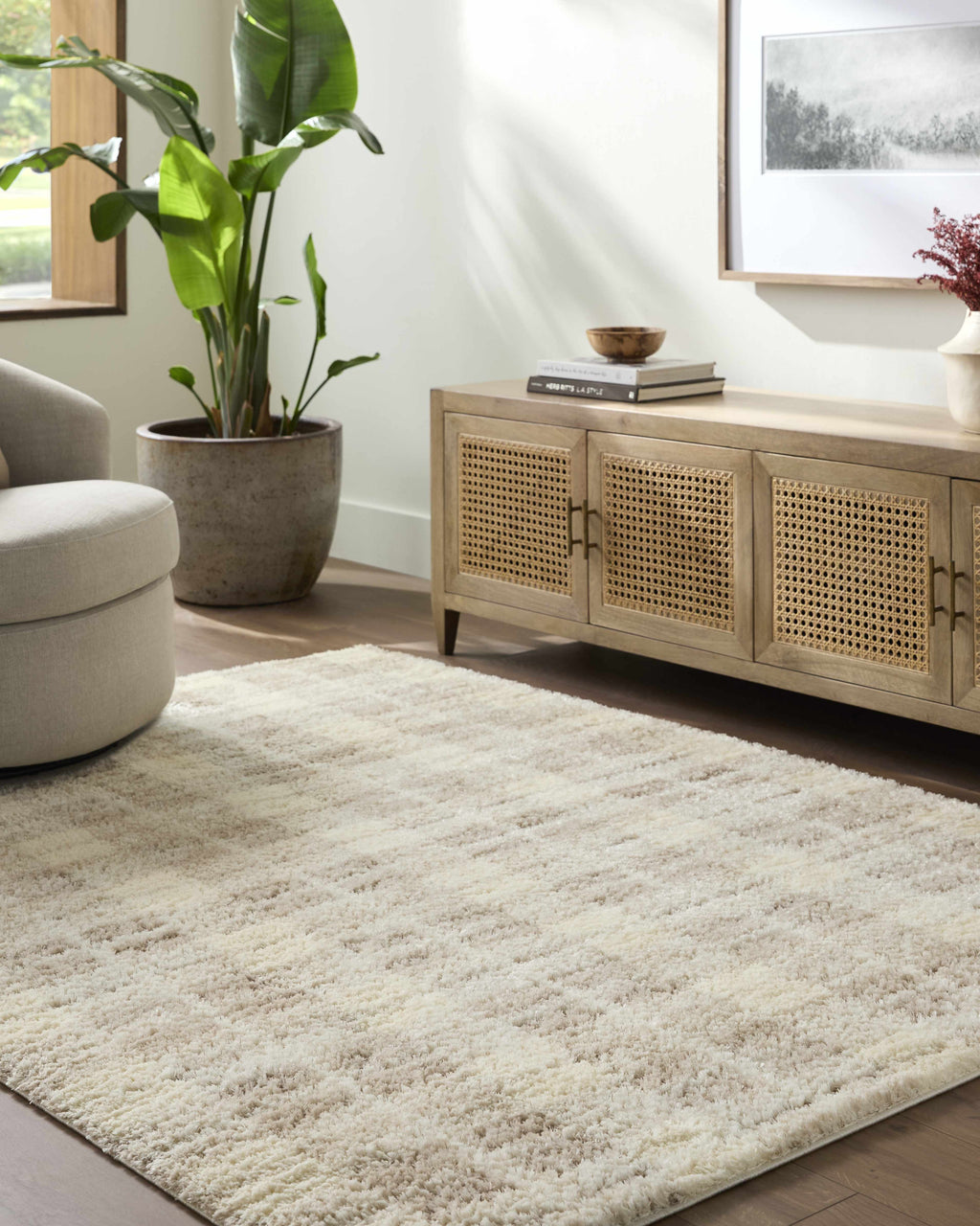 Anthony Cream High-Pile Shag Area Rug