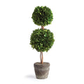 Preserved double ball boxwood topiary in a rustic textured planter for timeless European-inspired greenery styling | Sorelle Rossi Shoppe