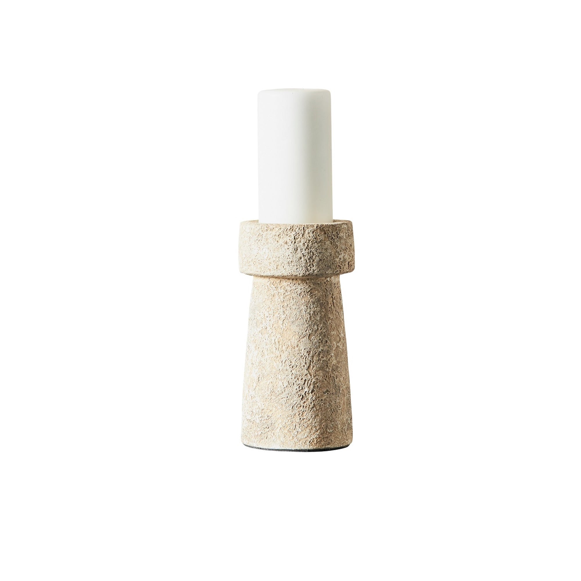 Ceramic Candle Holders – Rustic Sand Finish | Textured Neutral Taper Holders | Sorelle Rossi