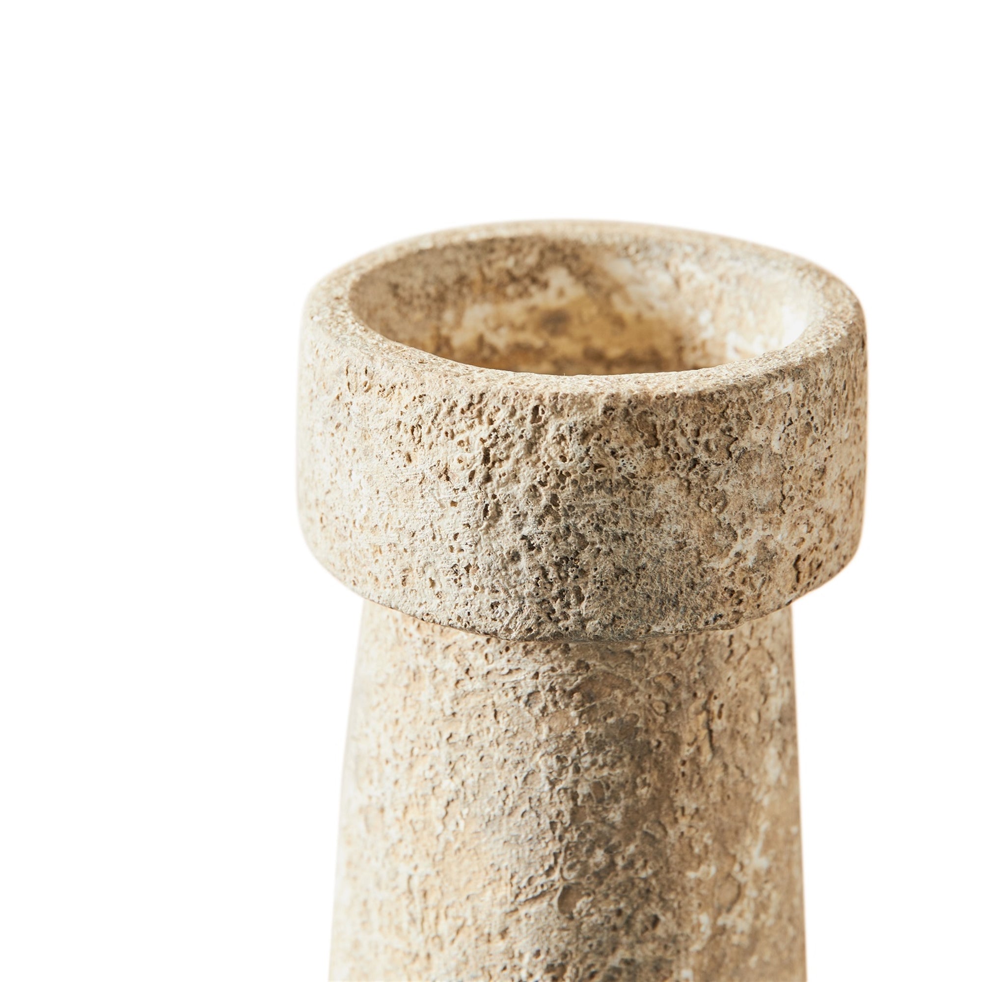 Ceramic Candle Holders – Rustic Sand Finish | Textured Neutral Taper Holders | Sorelle Rossi