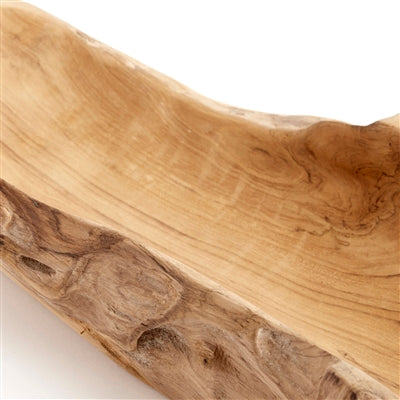 Oval Wooden Serving Bowl | Rustic Wood Decorative Bowl for Kitchen & Tabletop Styling