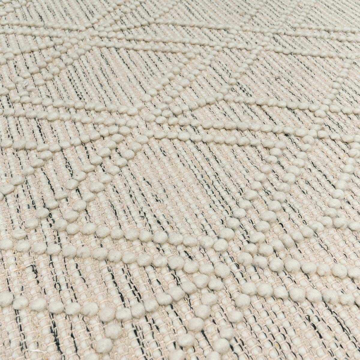 Ramsbury Hand-Woven Wool & Cotton Area Rug – Ivory & Black