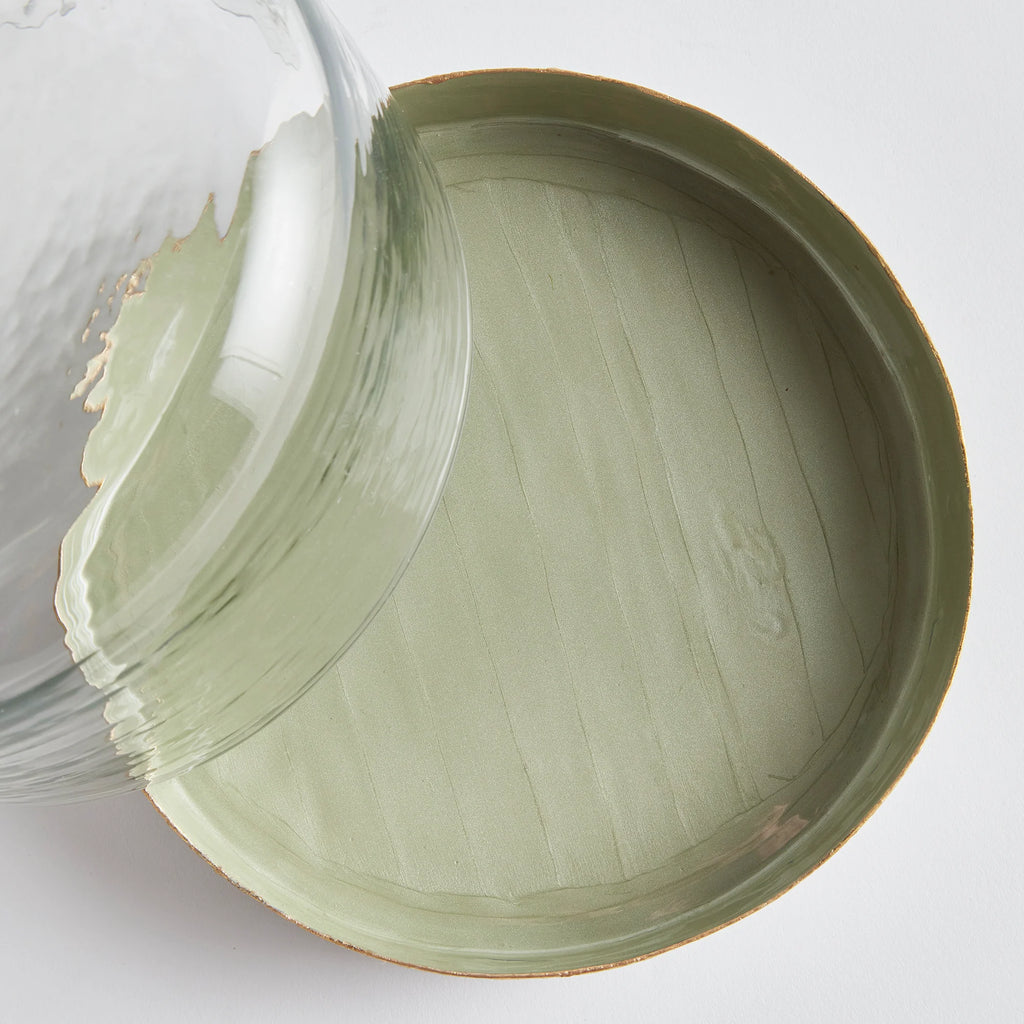 Clear glass cloche with a soft neutral ceramic base styled for timeless European-inspired kitchen and tabletop decor | Sorelle Rossi Shoppe