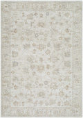 Patterned rug with floral designs on a light background