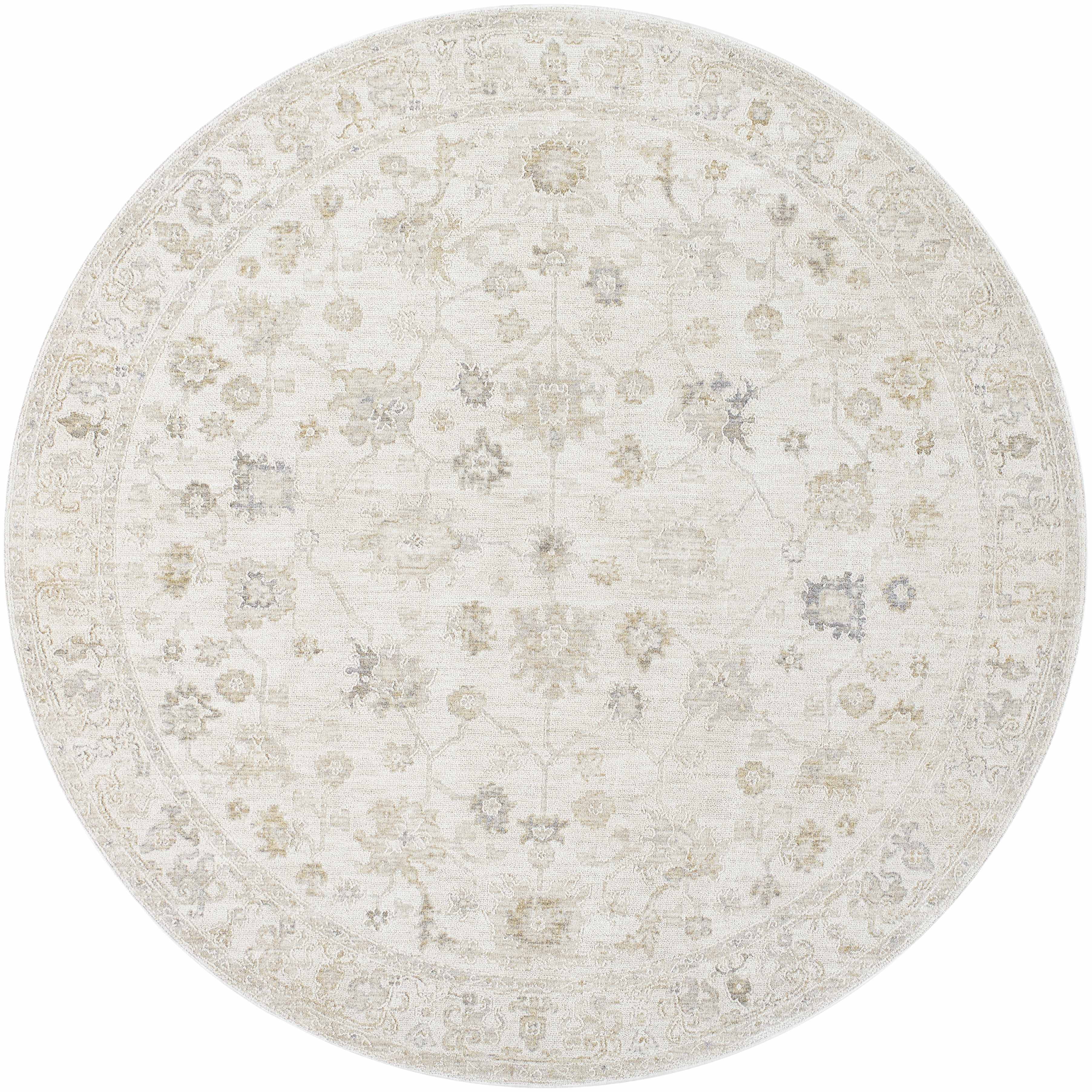 Round rug with floral pattern on a white background